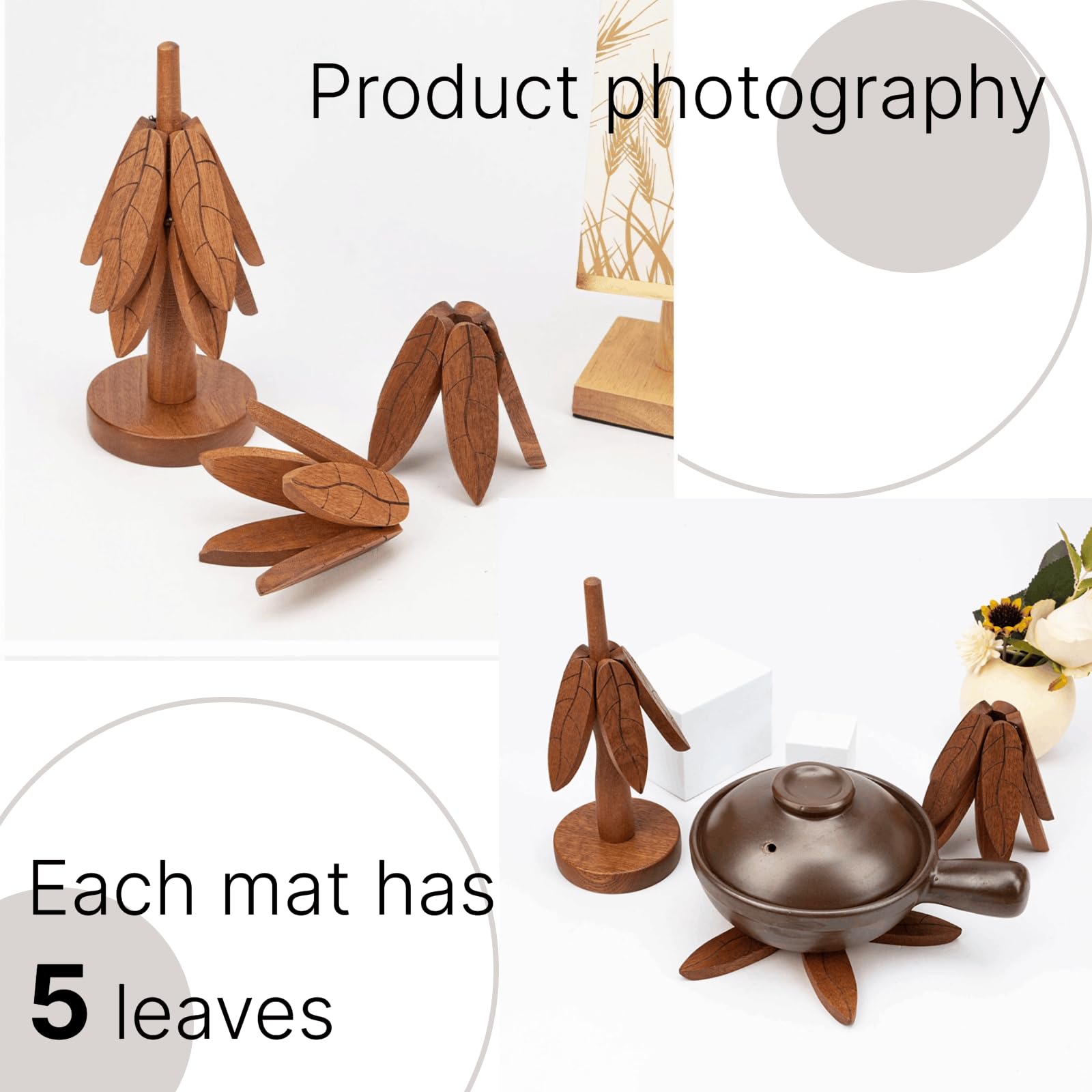 Heat-Resistant Wooden Trivet Set - 3pc Christmas Tree Coasters for Hot Pots & Dishes - Kitchen & Dining Decor