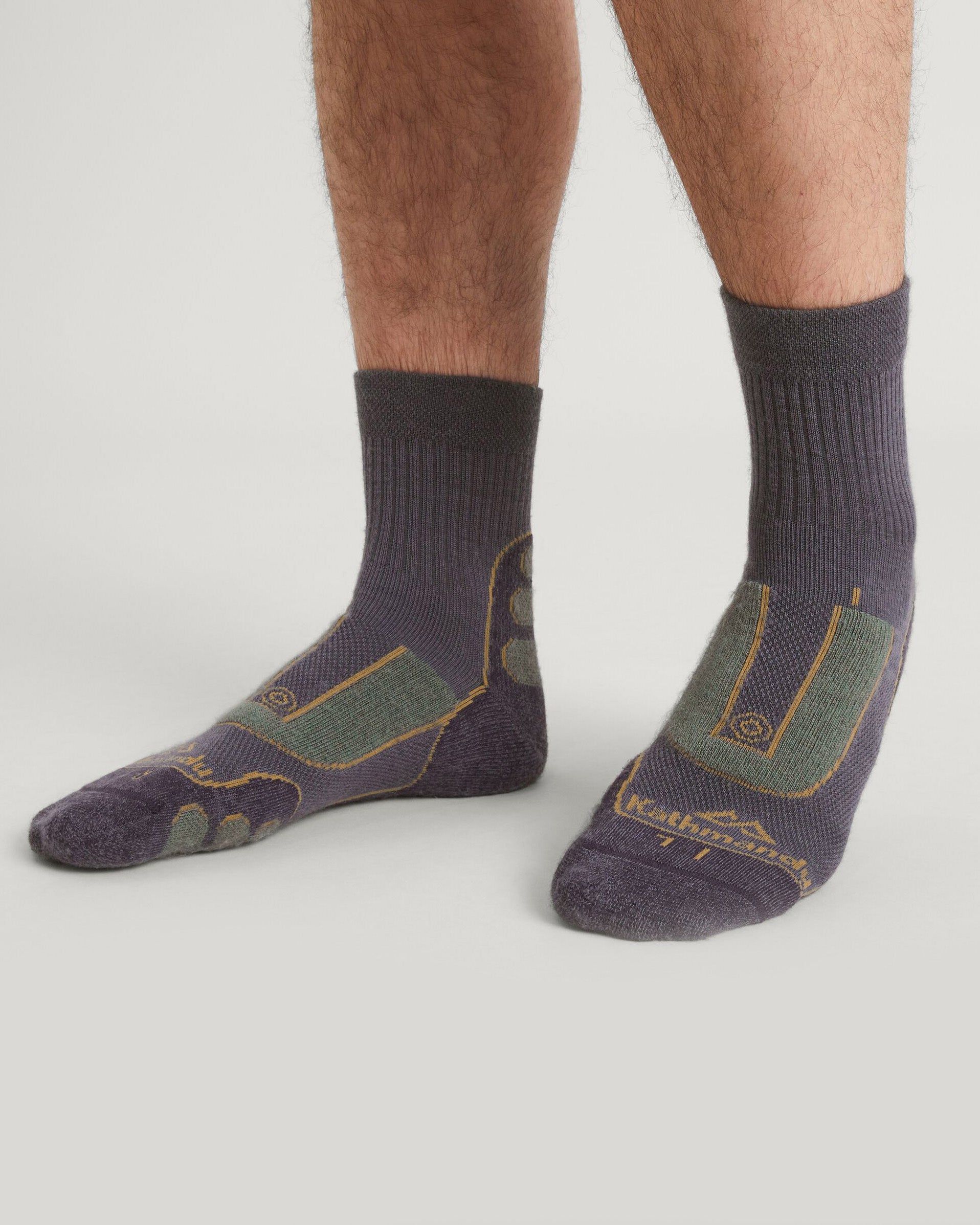 NuYarn Ergonomic Quarter Crew Hiking Socks for Men & Women - Breathable, Cushioned, Moisture-Wicking - Dusk/Thyme/Golden Oak - Perfect for Outdoor Activities, Hiking, Camping & Travel