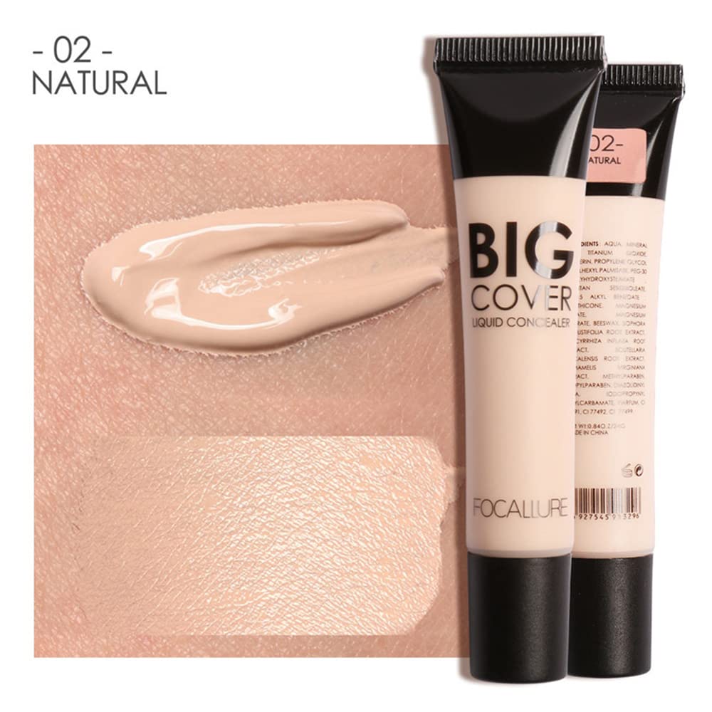 FOCALLURE Full Coverage Liquid Concealer - Oil Control Face Makeup, Long Lasting & Non-Cracking Concealer for Flawless Skin | Perfect for Daily Wear, Photo Shoots & Special Occasions