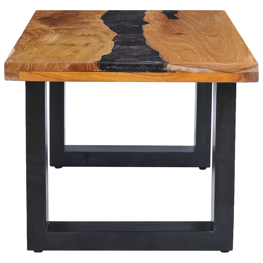 Solid Teak Wood Rectangular Coffee Table - 39.3x19.6x15.7 Inches Modern Side Table for Living Room, Office & Reception Areas | Durable Polyresin Finish | Perfect as Couch Table, Tea Table or End Table for Home Decor