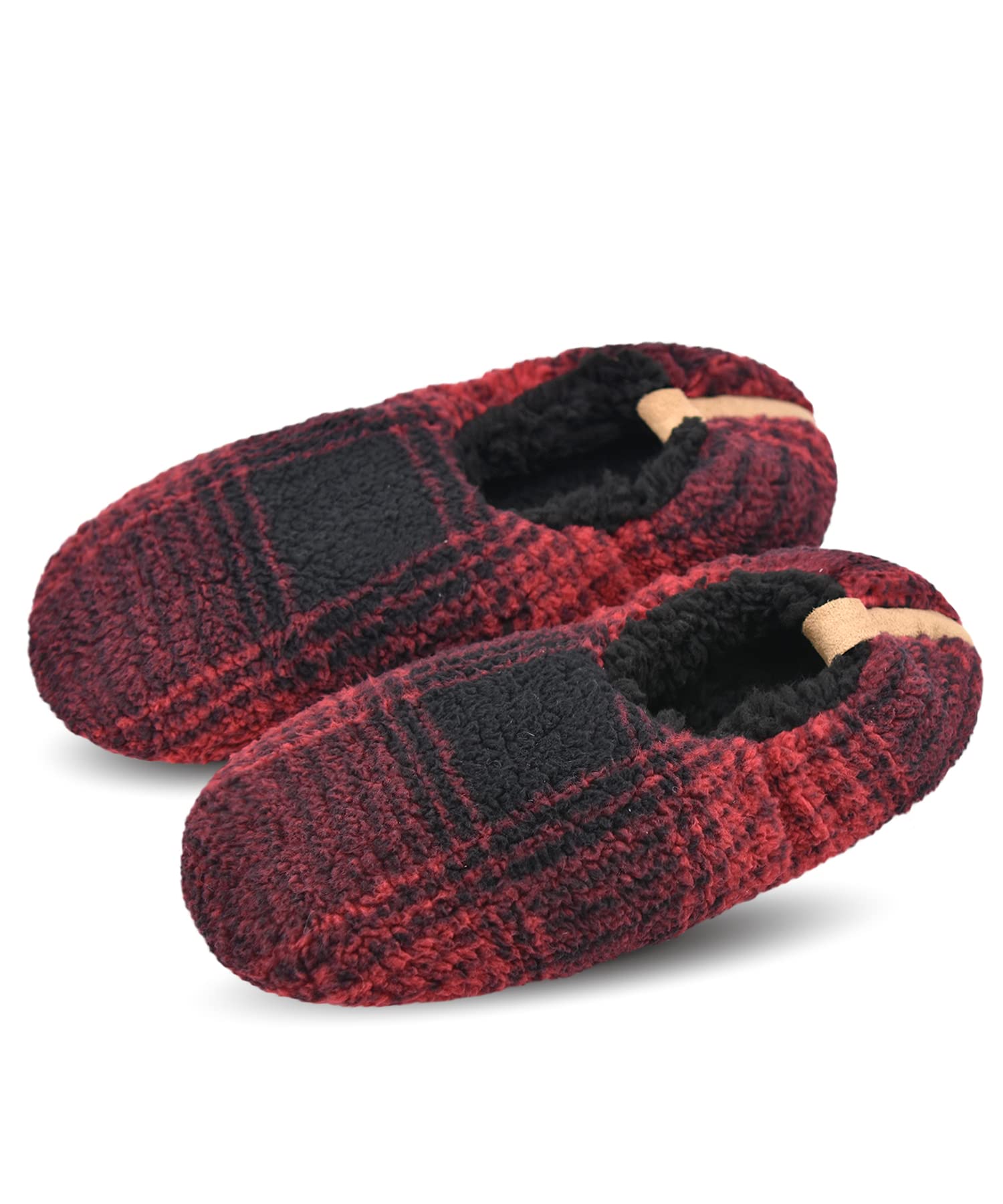 **Men's Non-Slip Soft Sole Slipper Socks with Grippers - Cozy Sherpa Lined Fuzzy House Slippers for Indoor & Outdoor Wear - Perfect for Winter, Home, Office, and Travel**