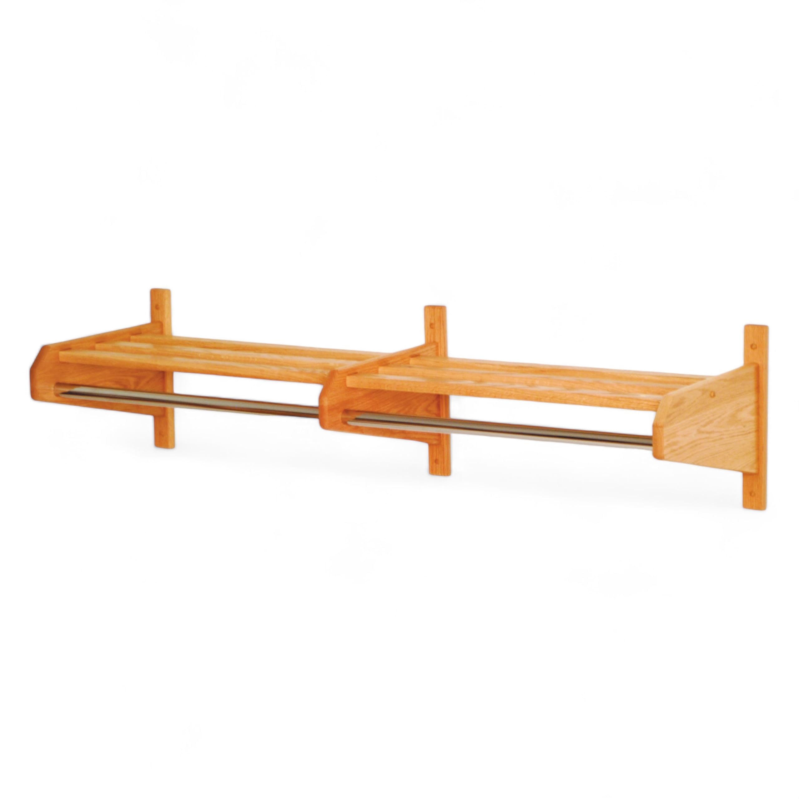 50-Inch Light Oak Wooden Coat and Hat Rack with Mallet - Perfect for Entryway, Bedroom, or Mudroom Organization