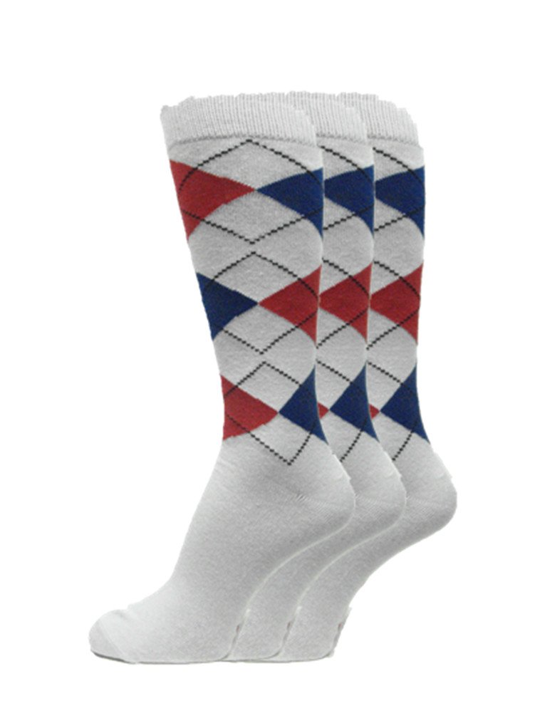 Premium Colorful Soft Cotton Men's Argyle Dress Socks - 3 Pairs Pack for Groomsmen & Wedding - Comfortable Formal Socks for Business, Parties & Special Occasions