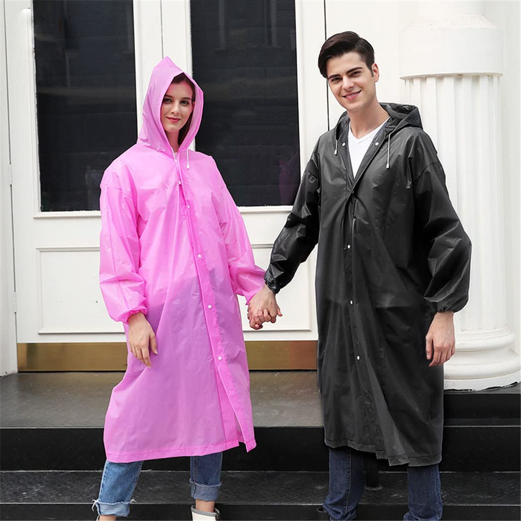 Waterproof Reusable Raincoat for Women & Men - Thickened Clear EVA Hooded Rain Jacket for Outdoor Activities, Hiking, Commuting & Travel