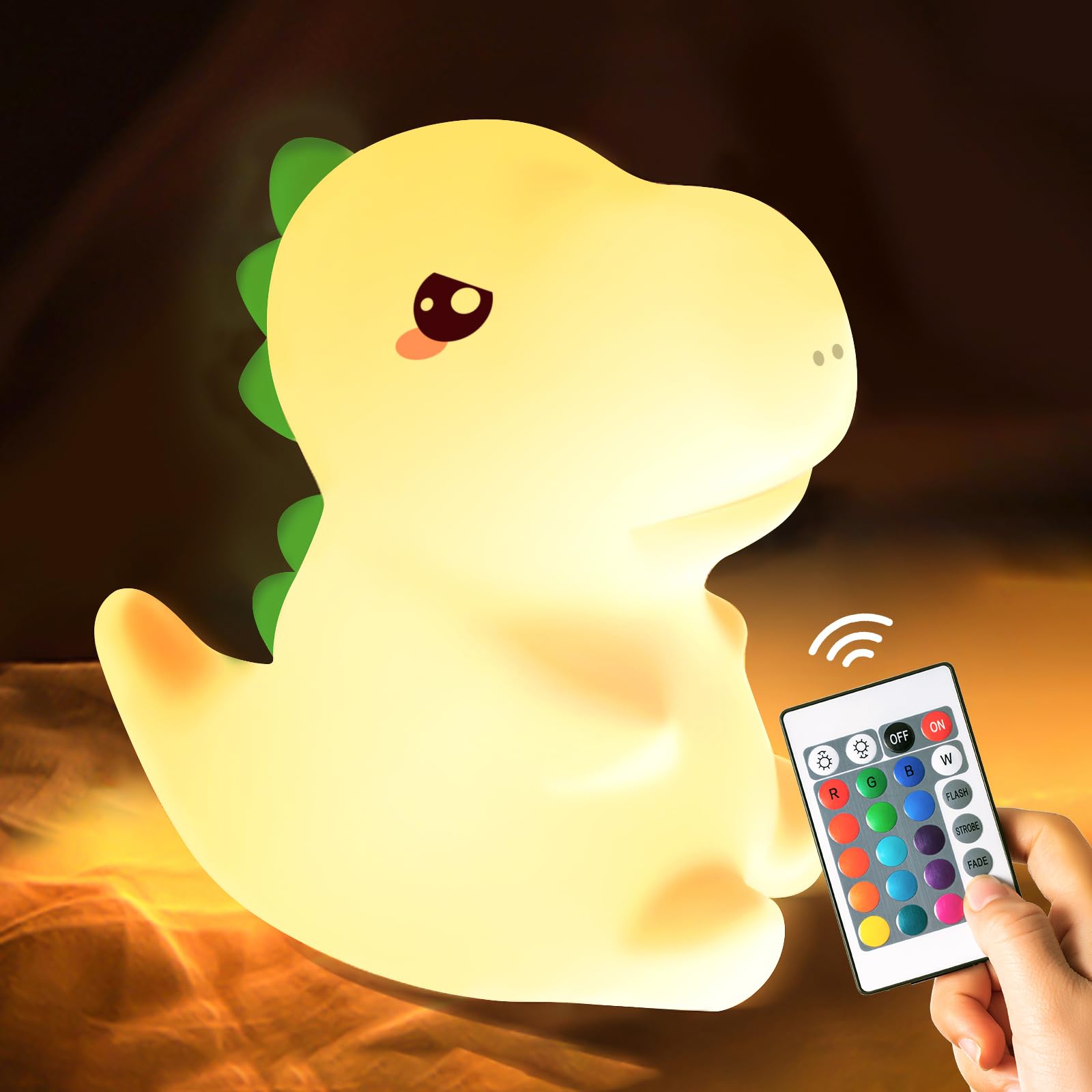 Dinosaur Night Light for Kids - 16 Color Changing LED Baby Night Lamp with Remote Control, Dimmable Rechargeable Nursery Light for Bedroom Decor | Perfect for Bedtime, Nursery Room & Kids' Sleep Aid