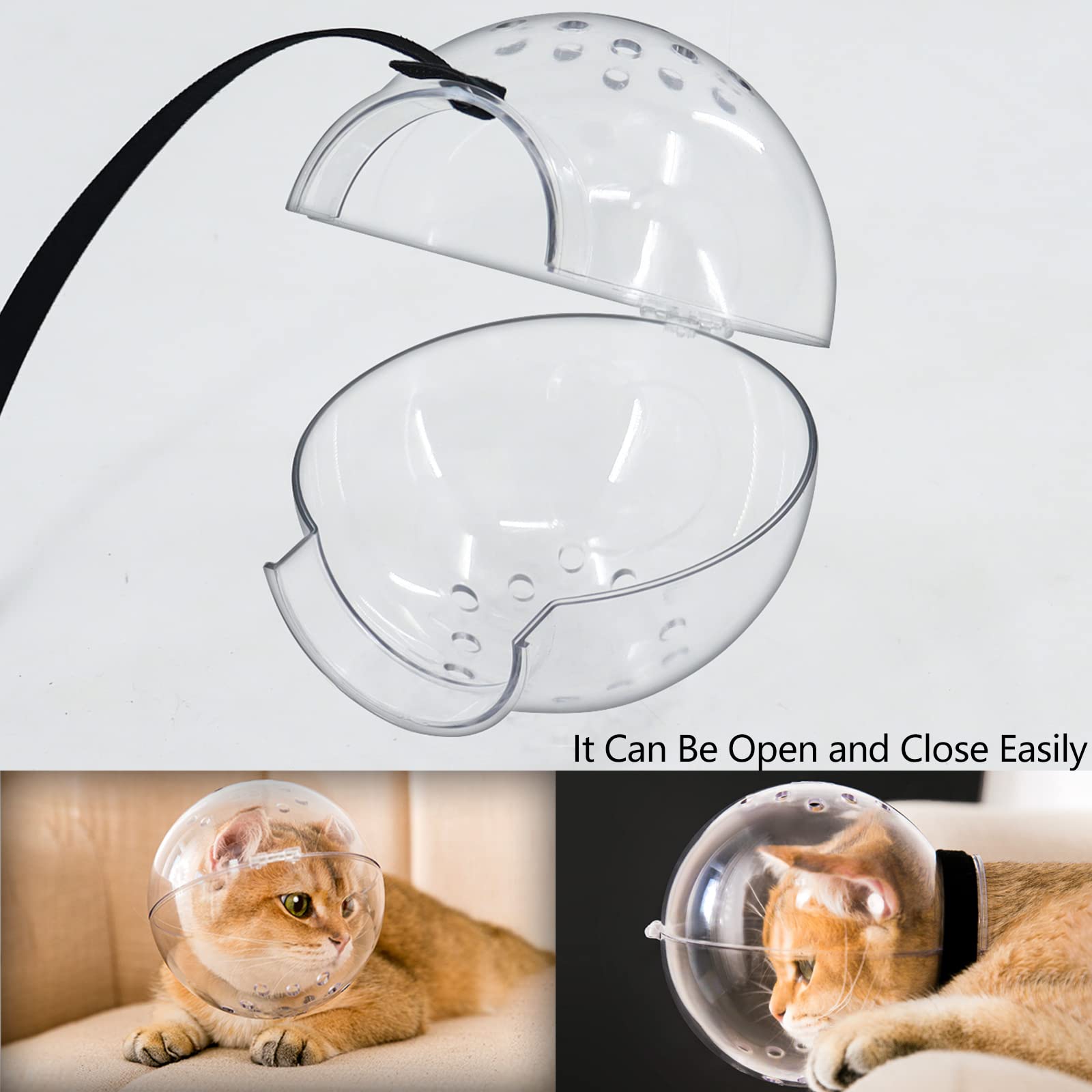 Breathable Transparent Cat Muzzle - Adjustable Kitten Astronaut Helmet for Biting & Grooming Prevention | Safe Cat Ball Mask for Aggressive Cats | Perfect for Vet Visits, Grooming & Travel