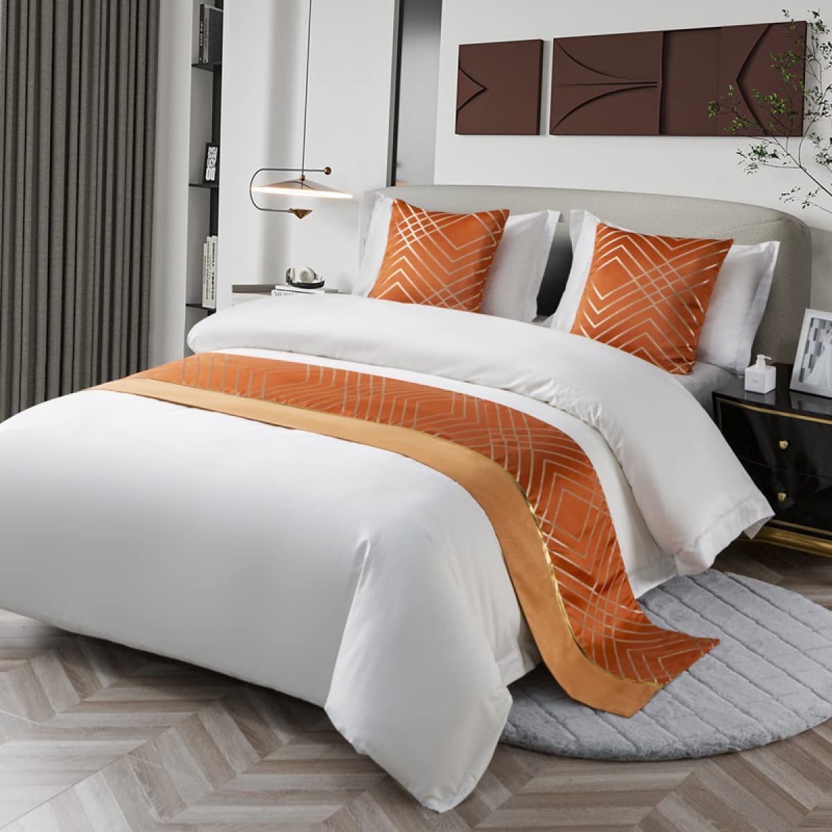 Luxury Hotel Bed Runner Scarf - Modern Fashion Bed End Throw & King Size Bedspread for Bedroom Decoration & Protection | Perfect for Hotels, Master Bedrooms & Upscale Home Decor