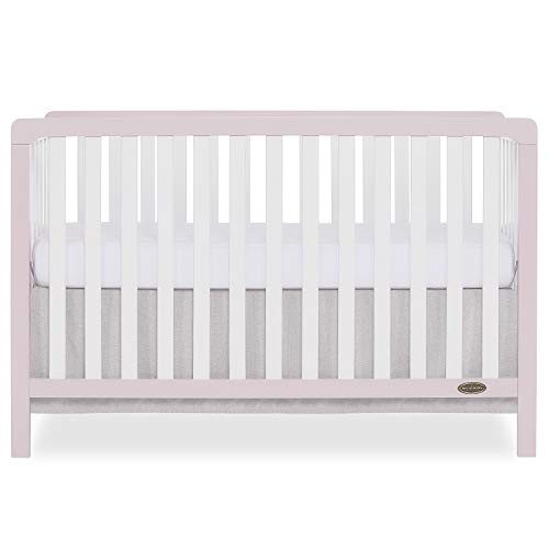 Dream On Me Ridgefield 5-in-1 Convertible Crib - Blush Pink & White Nursery Furniture | Greenguard Gold Certified | Safe for Baby's Room, Daycare & Guest Room