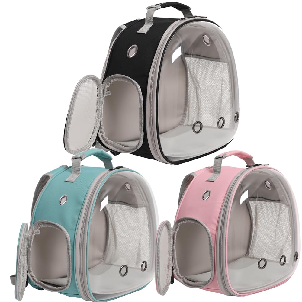 Hamster Backpack Carrier - Small Animal Travel Backpack with Clear Bubble Window for Hedgehogs, Rats, Chameleons, Rabbits & Sugar Gliders | Airline Approved Pet Carrier (Pink) - Perfect for Vet Visits, Travel & Outdoor Adventures