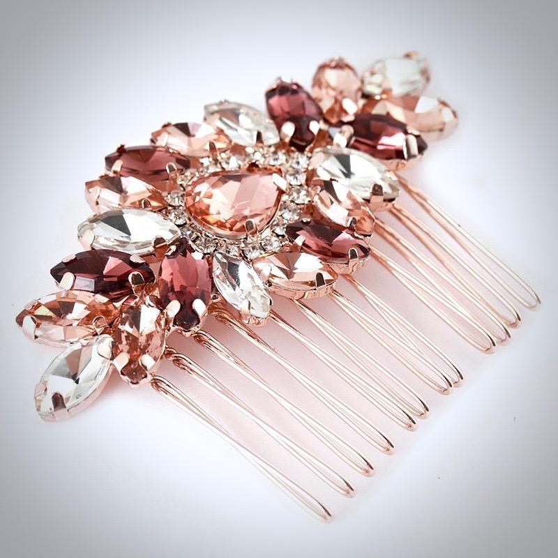 Elegant Rose Gold Bridal Hair Comb Set with Matching Earrings - Perfect for Weddings, Prom & Special Occasions