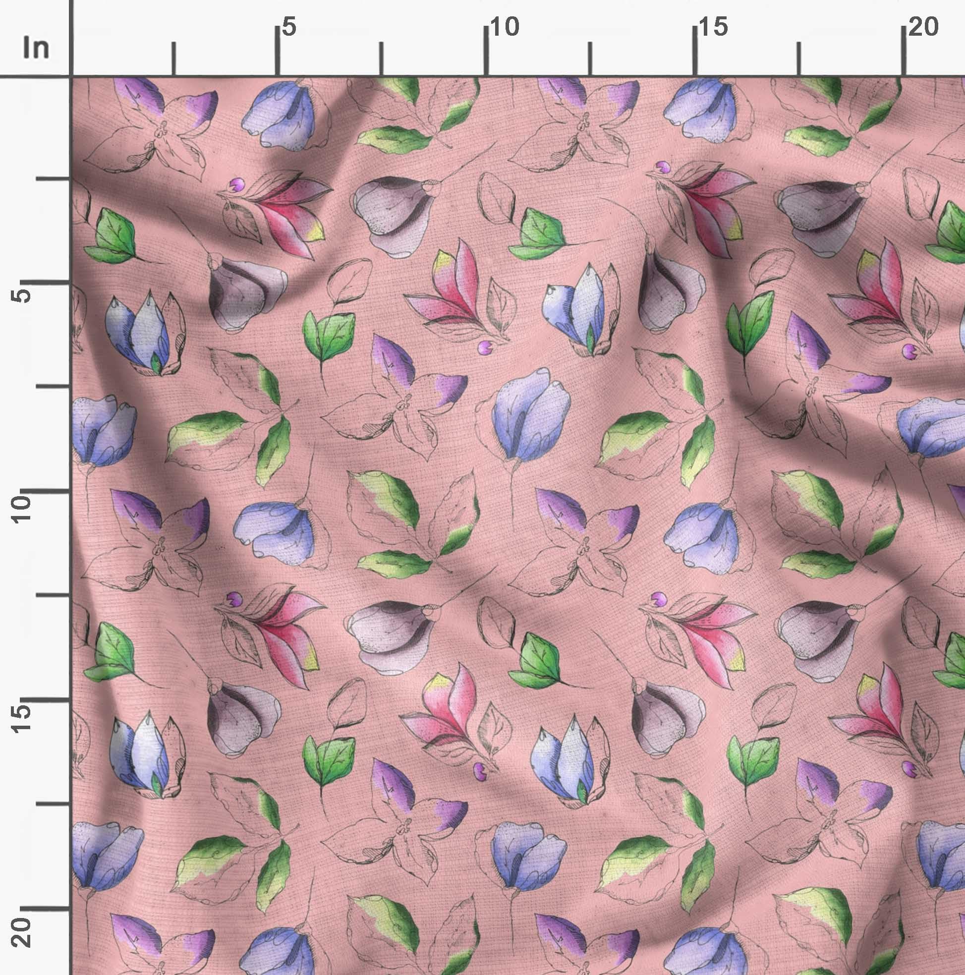 Soimoi Moss Georgette Pink Fabric by The Yard - 42 Inch Wide Artistic Leaf & Floral Printed Fabric for Dresses, Curtains & DIY Fashion Projects - Elegant & Trendy Home Decor & Crafting Material
