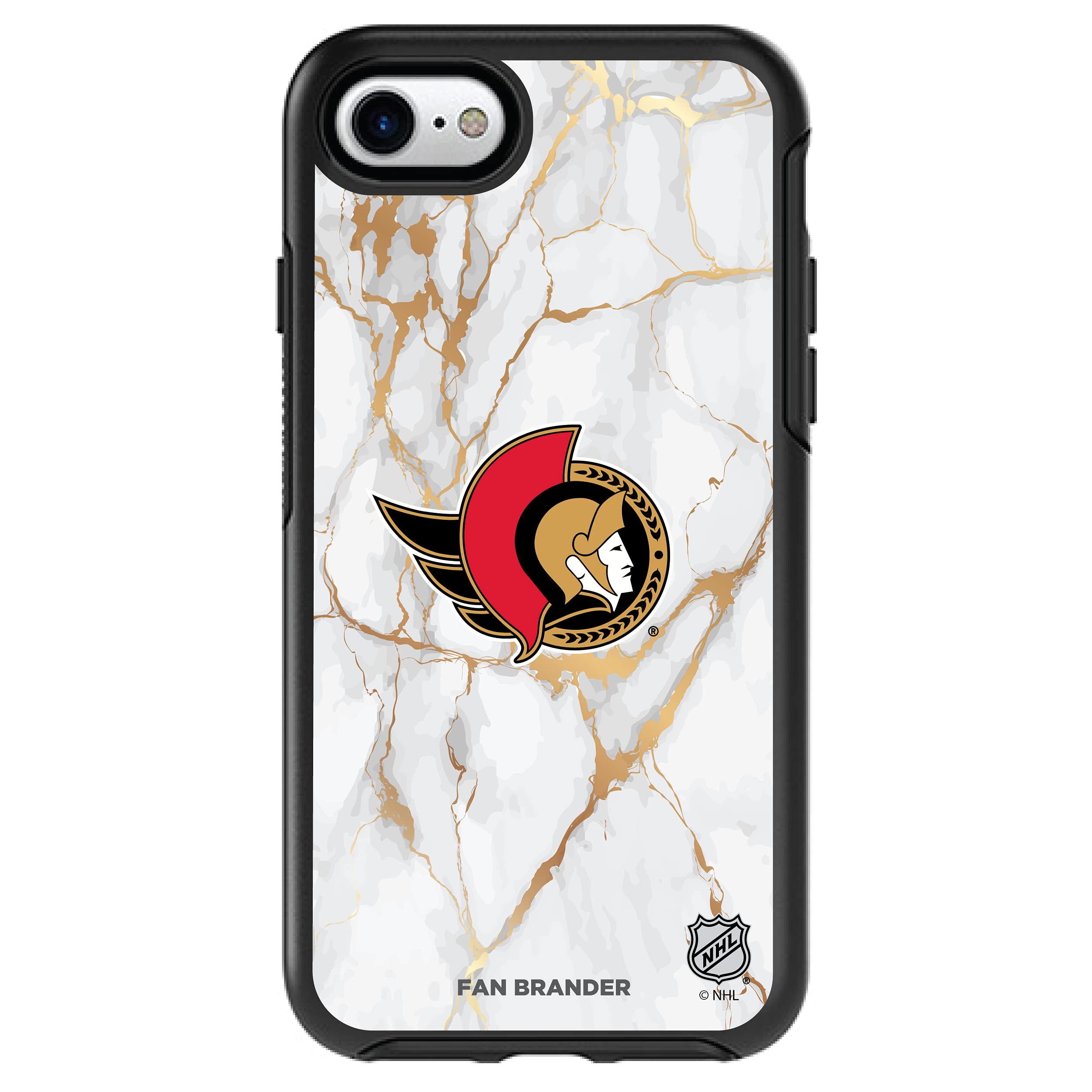 NHL OtterBox Symmetry Phone Case Compatible with Apple iPhone - White Marble Design | Durable Protection for Sports Fans & Everyday Use