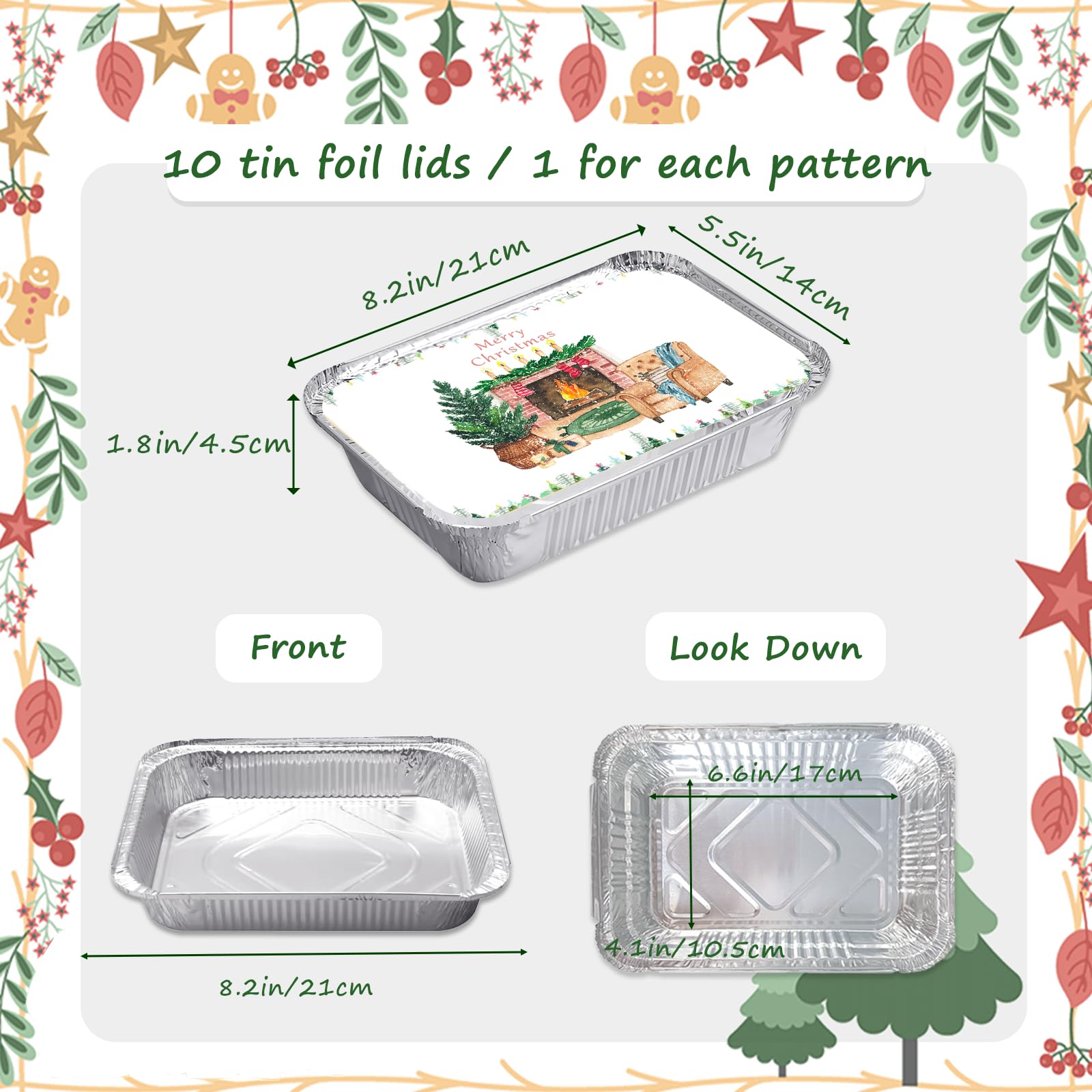 50PCS Christmas Foil Food Storage Containers with Lids - Aluminum Baking Cookie & Leftover Containers for Holiday Treats, Parties, Cooking & Gift Giving | Perfect for Christmas Dinner, Cookie Exchange & Festive Gatherings