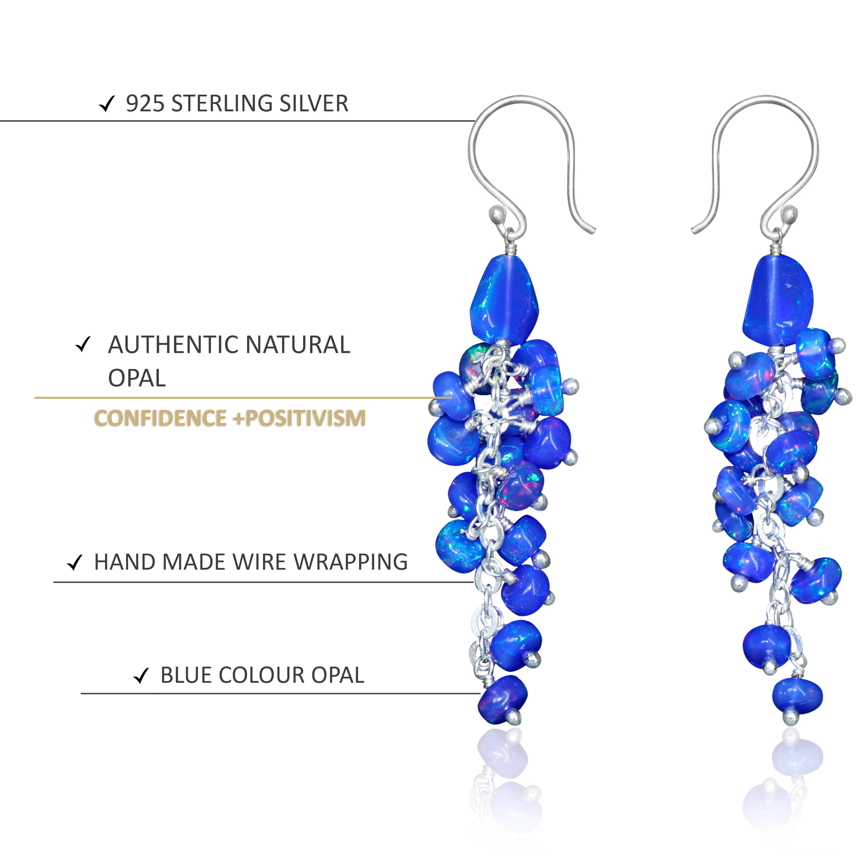 Handmade Black Opal Drop Dangle Earrings for Women – Elegant Boho Jewelry for Parties, Weddings & Special Occasions