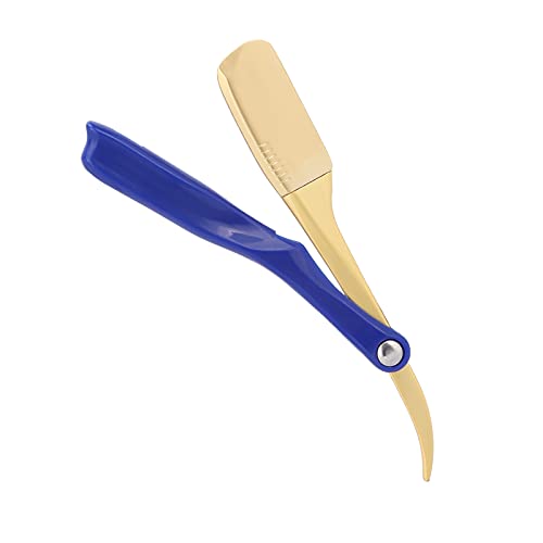 Premium Men's Razor Holder - Golden Head & Blue Handle for Manual Razors, Eyebrow Shavers & Hair Trimmers (Blade Not Included) - Perfect for Travel, Grooming Kits & Bathroom Organization
