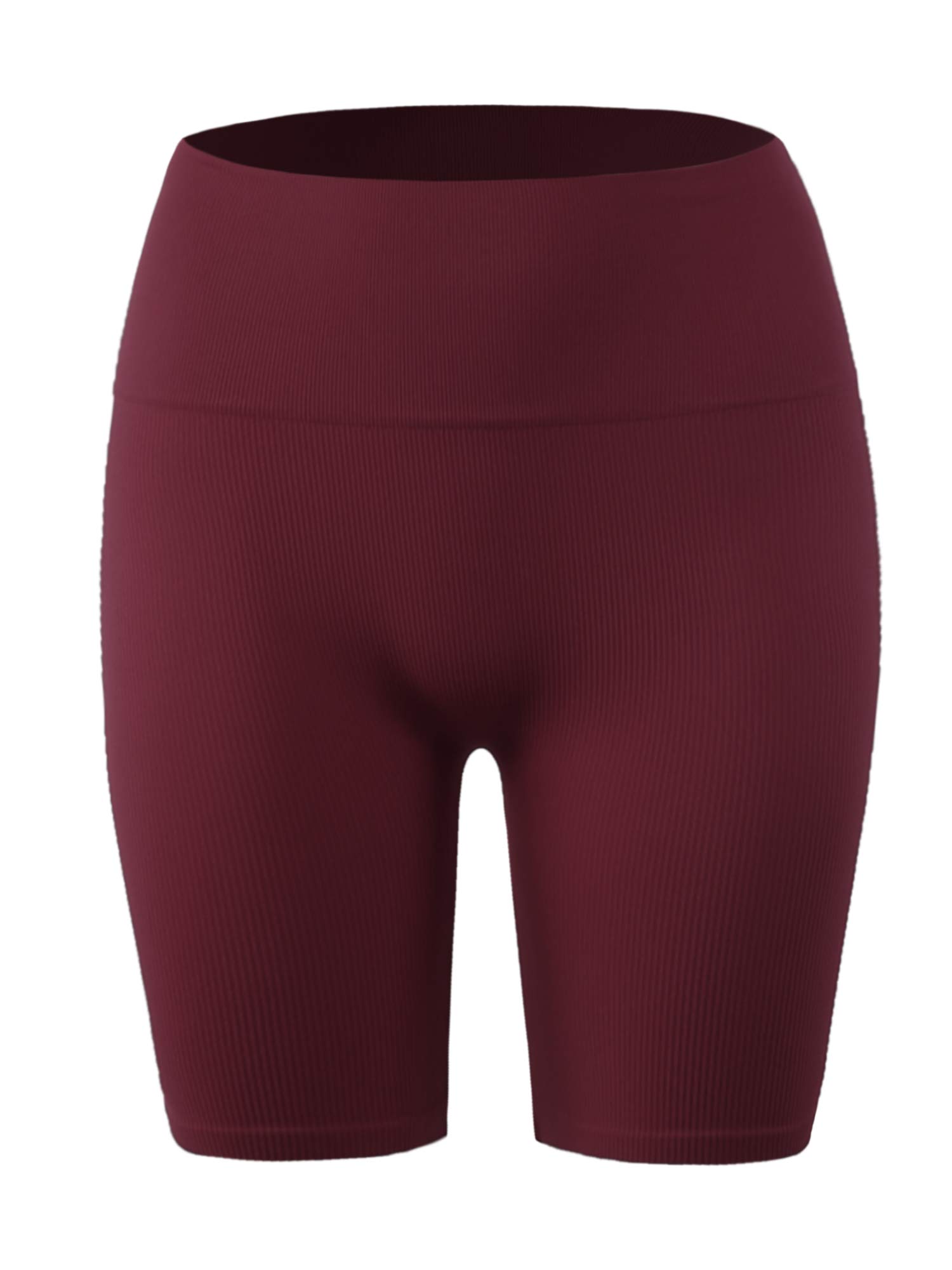 A2Y Women's Lightweight Mid-Length Seamless Ribbed Biker Shorts for Yoga, Running, Gym & Workout - High Waisted Athletic Shorts for Fitness & Lounge Wear