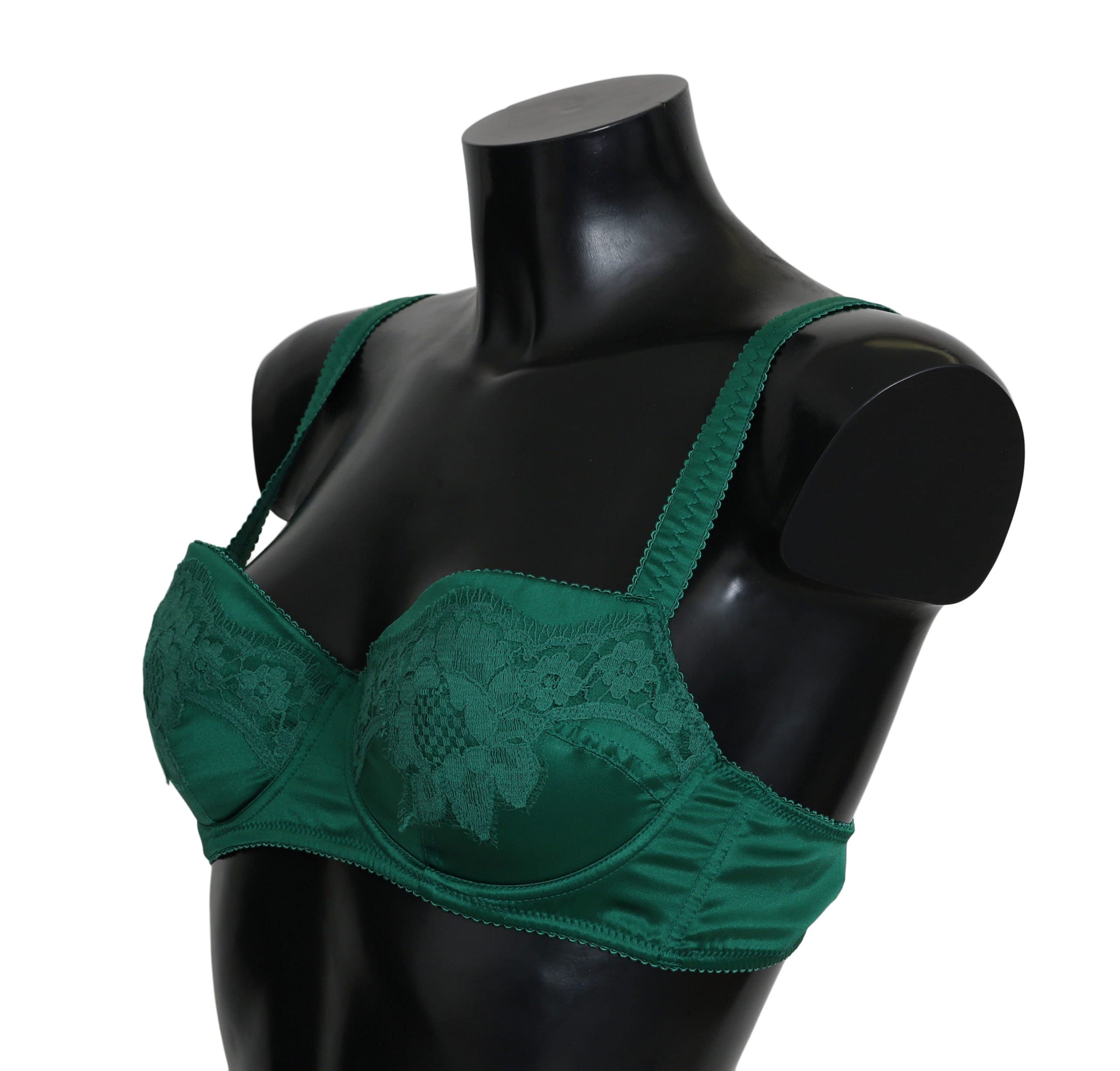Dolce & Gabbana Women's Green Silk Stretch Floral Lace Bra - Comfortable Underwear for Daily Wear & Special Occasions