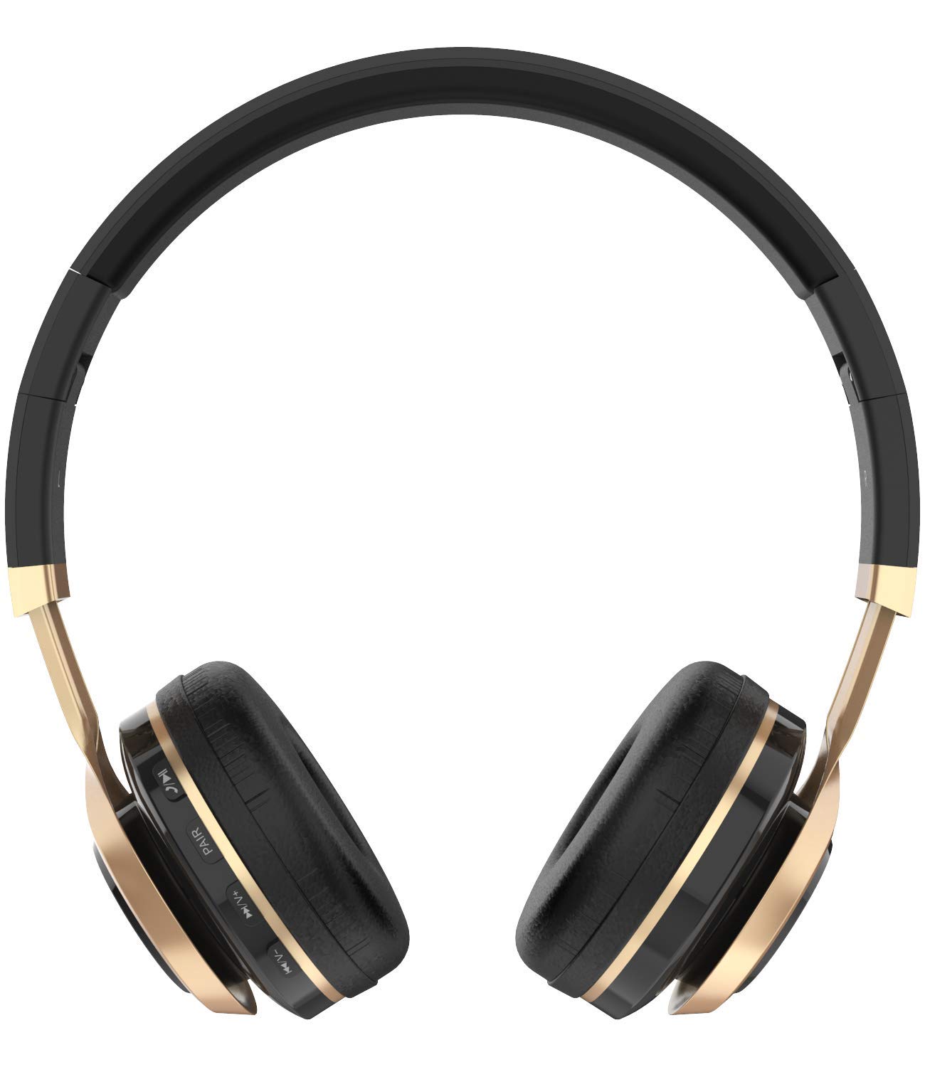 Aduro Resonance Wireless Over-Ear Headphones with Mic, Foldable Bluetooth Headset, Rechargeable Noise Cancelling Headphones for Work, Travel & Gaming - Black/Gold