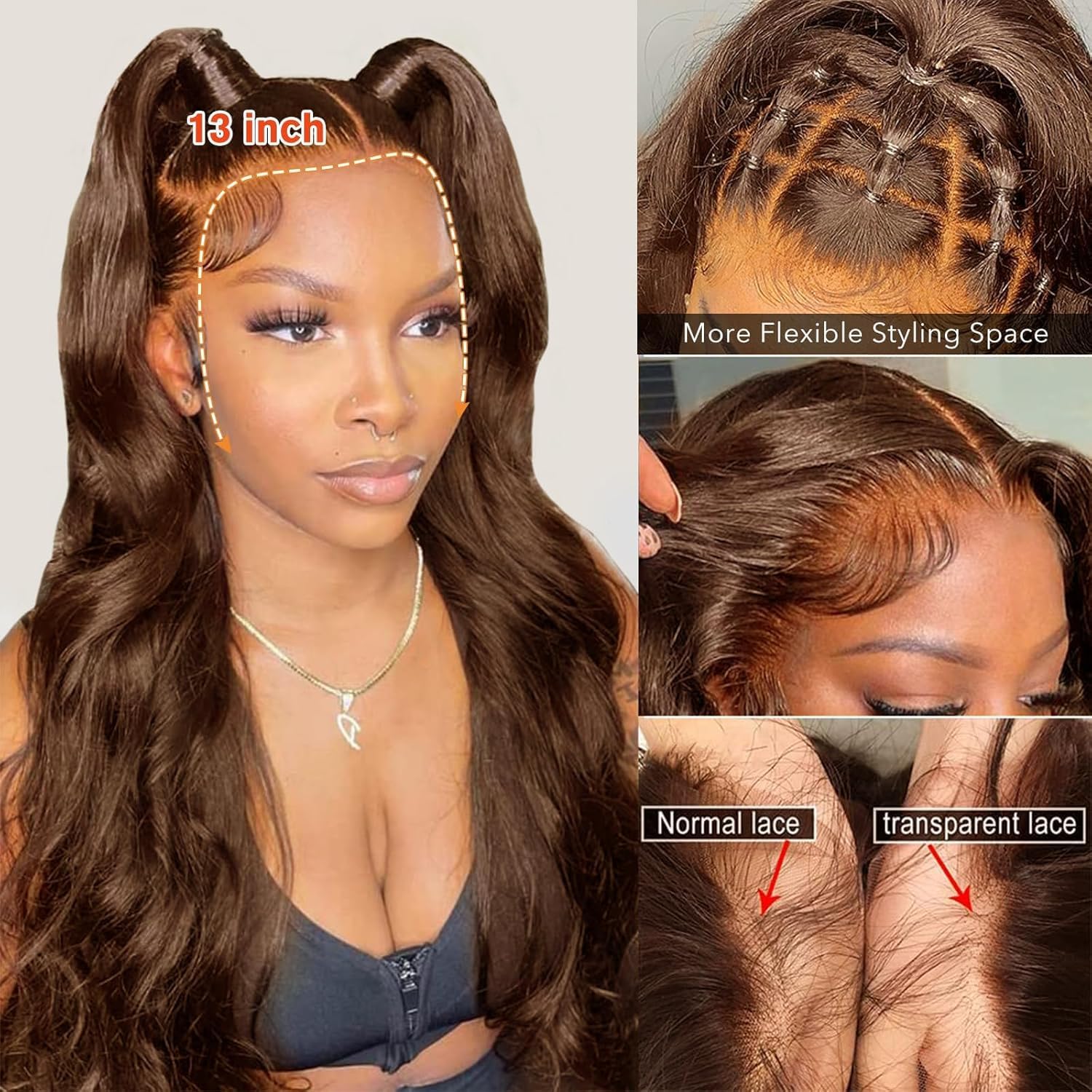 13x6 Chocolate Brown Lace Front Human Hair Wig - Pre Plucked Body Wave HD Lace Frontal Wig with Baby Hair | Glueless 20 Inch Colored Wigs for Women | Perfect for Daily Wear, Parties & Special Occasions