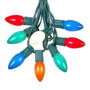 25 Foot C9 Multi Ceramic Christmas String Lights - Outdoor Holiday Lights with Opaque Bulbs for Roofline Decor - Green Wire - Perfect for Christmas Tree, House, Porch, and Yard Decoration