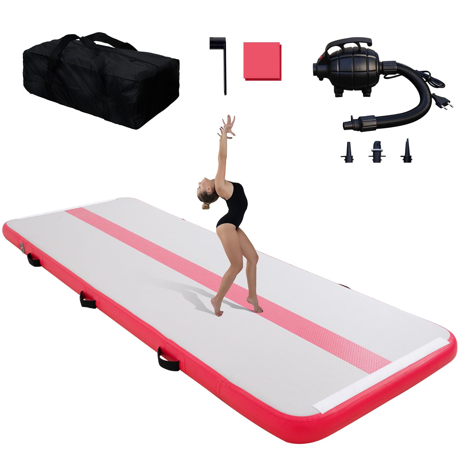 3M/4M Inflatable Gymnastics Mat with Electric Air Pump - 10CM Thick Tumbling Exercise Mat for Cheerleading, Gym, Beach & Home Use | Perfect for Tumbling, Yoga, Kids Play & Outdoor Activities