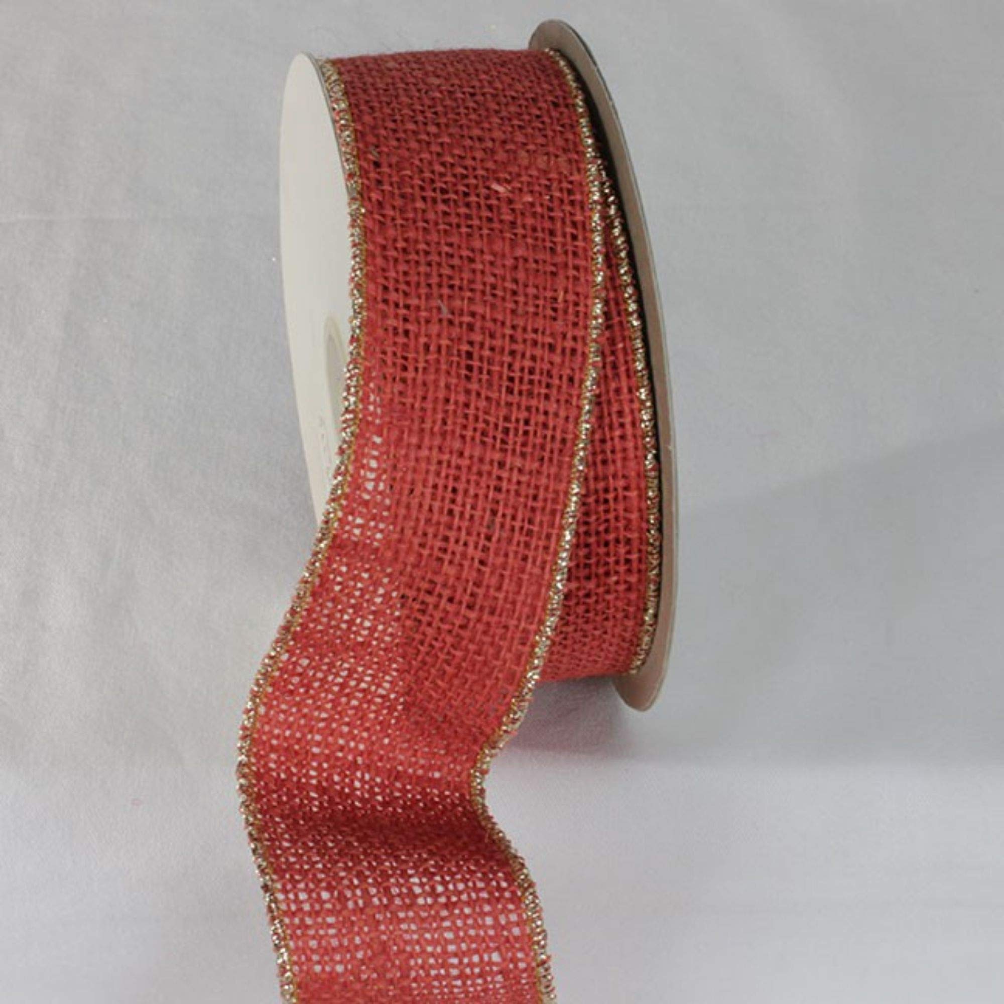Red/Gold Wired Edge Burlap Ribbon 2