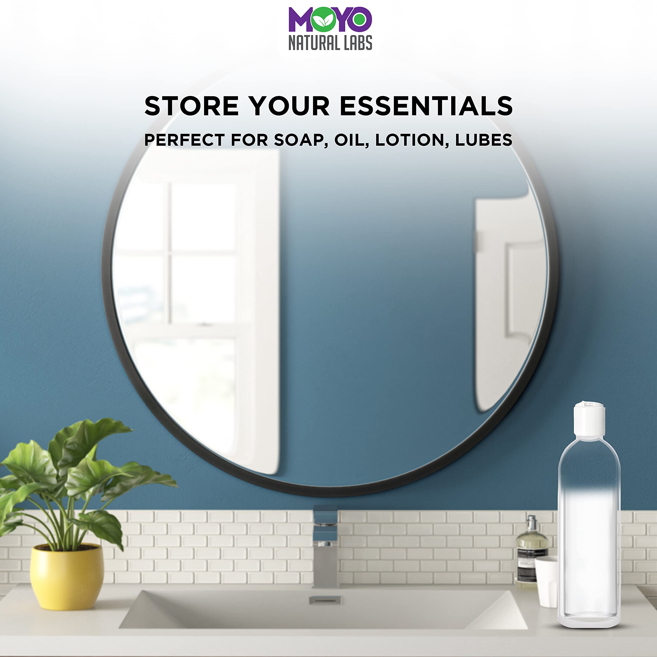 8 oz Travel Bottles for Toiletries - BPA Free HDPE Plastic Squeezable Containers with Leakproof Disc Caps (4 Pack, Translucent White) - Perfect for Shampoo, Lotion & Cosmetic Travel Essentials