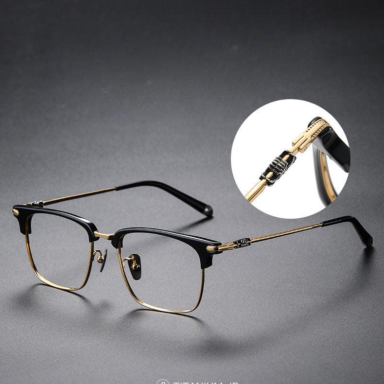 Stylish Titanium Browline Rectangle Glasses Frame MST19339 - Lightweight & Durable Eyewear for Men & Women - Perfect for Reading, Work & Fashion