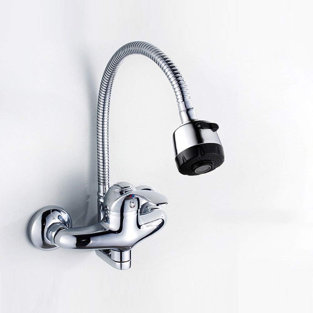 Wall-Mounted Silent Foam Mixer Tap with Water Filter - 0.6Mpa Copper Kitchen Faucet with Flexible Piston Valve & Sprayer Attachment | Perfect for Modern Kitchens, Sinks & Drinking Water Filtration