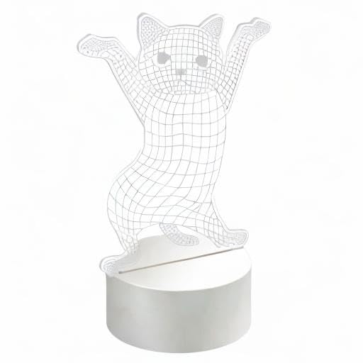 Funny Dancing Cat Night Light - 3D Illusion Dimmable LED Lamp for Cat Lovers | Cute Bedside Decor with Soft White Light | Perfect Gift for Bedroom, Nursery, or Home Office