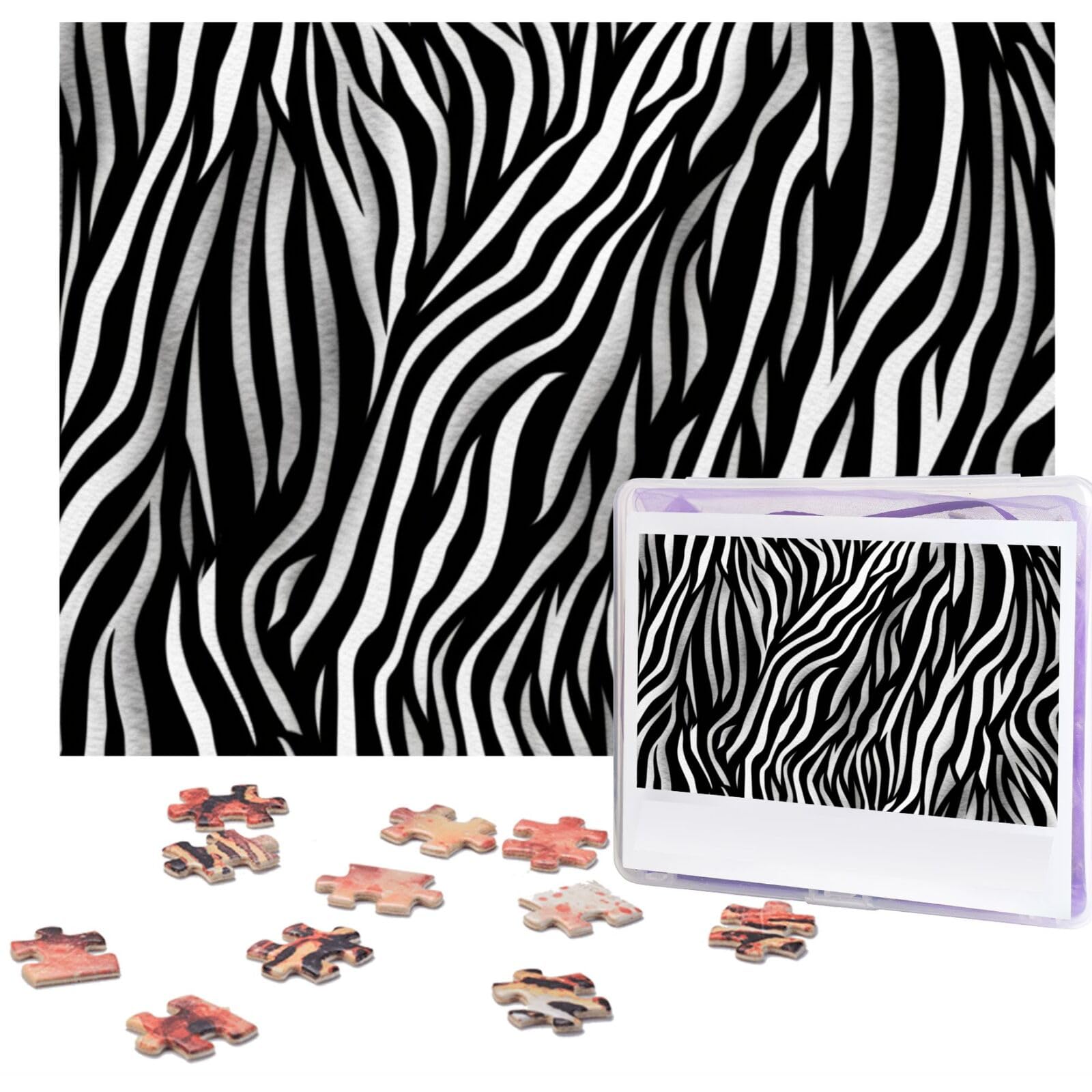 500-Piece Zebra Print Wooden Jigsaw Puzzle for Adults - Personalized Photo Puzzle, Classic Family Game for Wedding, Birthday & Valentine's Day Gifts (20.4