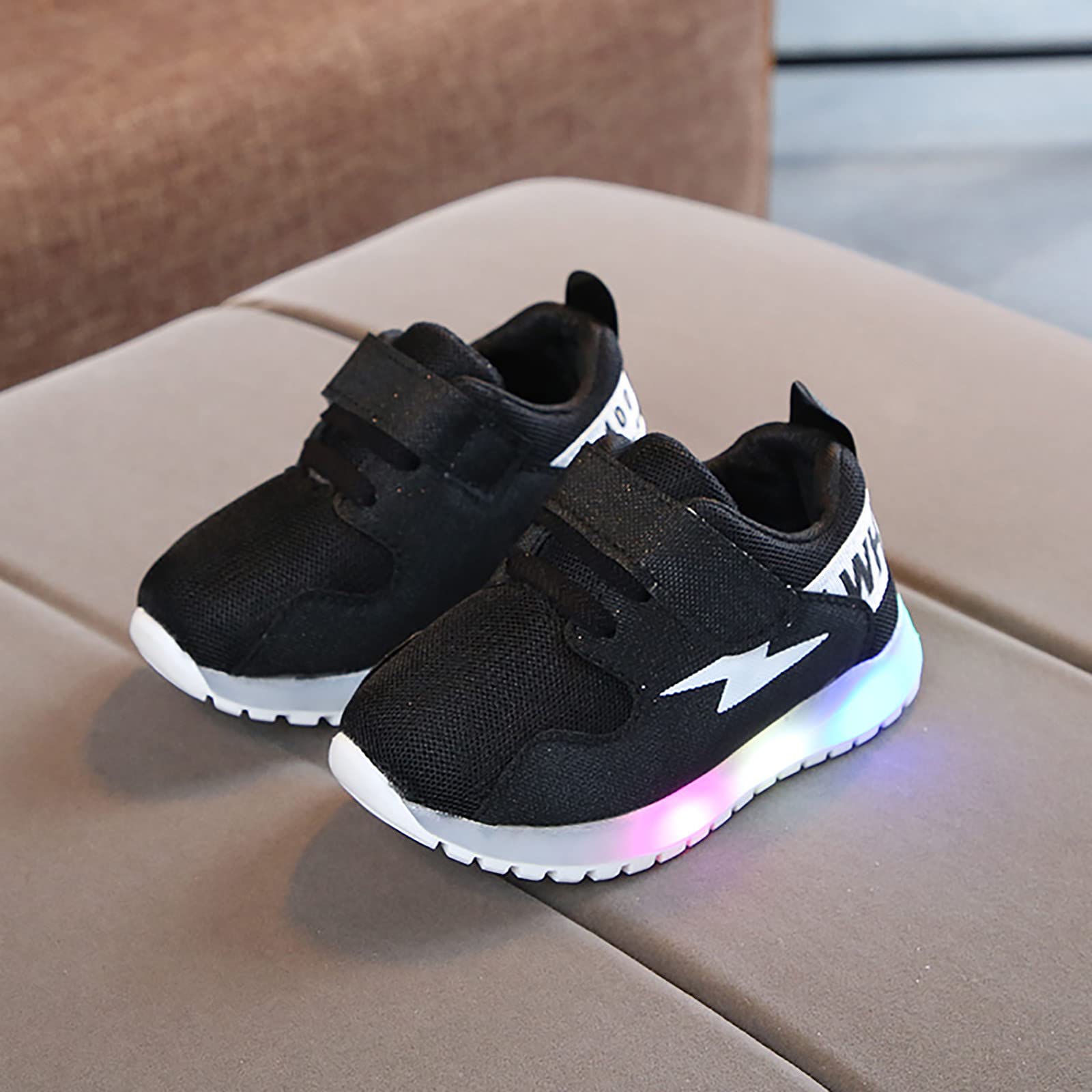 LED Light Up Sneakers for Kids - Boys & Girls Glow in The Dark Running Shoes, Comfortable Walking & Sports Shoes - Black Size 9 | Perfect for Playground, Night Walks & Outdoor Activities
