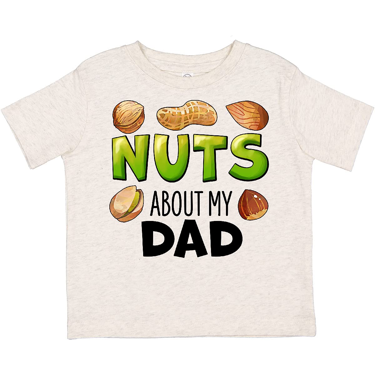 Inktastic 'Nuts About My Dad' Peanut Almond Pistachio Toddler T-Shirt - Funny Cute Graphic Tee for Kids, Fathers Day Gift, Family Matching Outfits