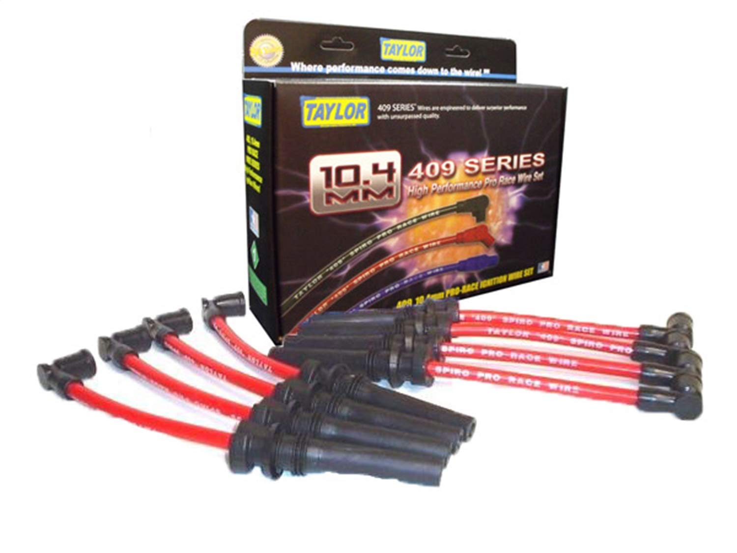 Taylor Cable 79210 High Performance Spark Plug Wire Set - Compatible with Ford, Chevy, Dodge - Durable Silicone Insulation for Enhanced Engine Performance - Perfect for Automotive Repair & Engine Tuning