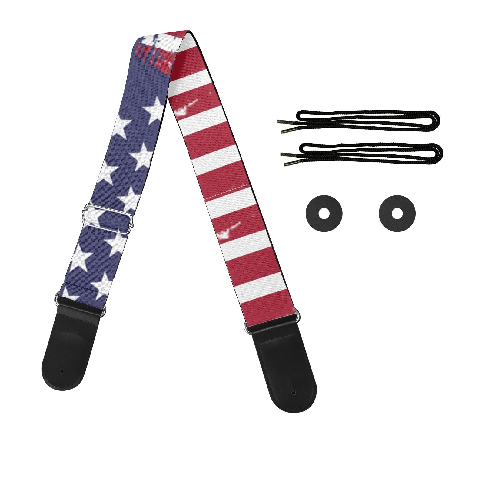 GLENLCWE Patriotic American Flag Print Guitar Strap - Adjustable for Acoustic & Electric Bass Guitars - Perfect for Performances, Concerts & Patriotic Events