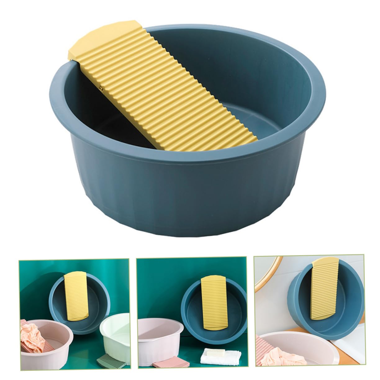 SOLUSTRE Portable Hand Washing Tub with Washboard - Compact Travel Laundry Basin for Underwear, Socks & Small Clothes - Durable PP Material for Camping, Dorms & RV Trips