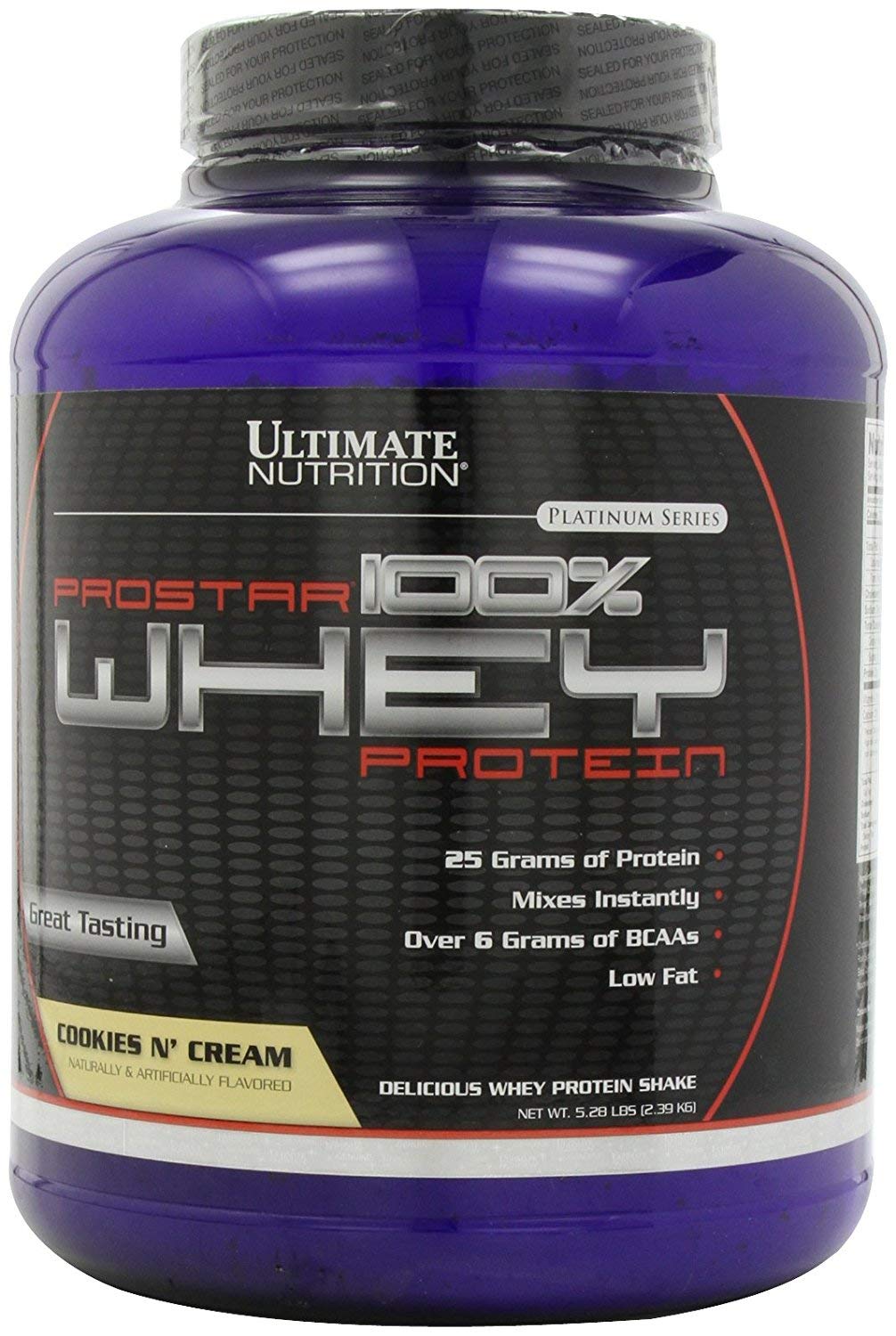 Ultimate Nutrition PROSTAR 100% Whey Protein Powder - Low Carb, Keto Friendly Protein Supplement - 80 Servings, Cookies & Cream Flavor, 5.28 lbs - Ideal for Post-Workout Recovery & Muscle Building