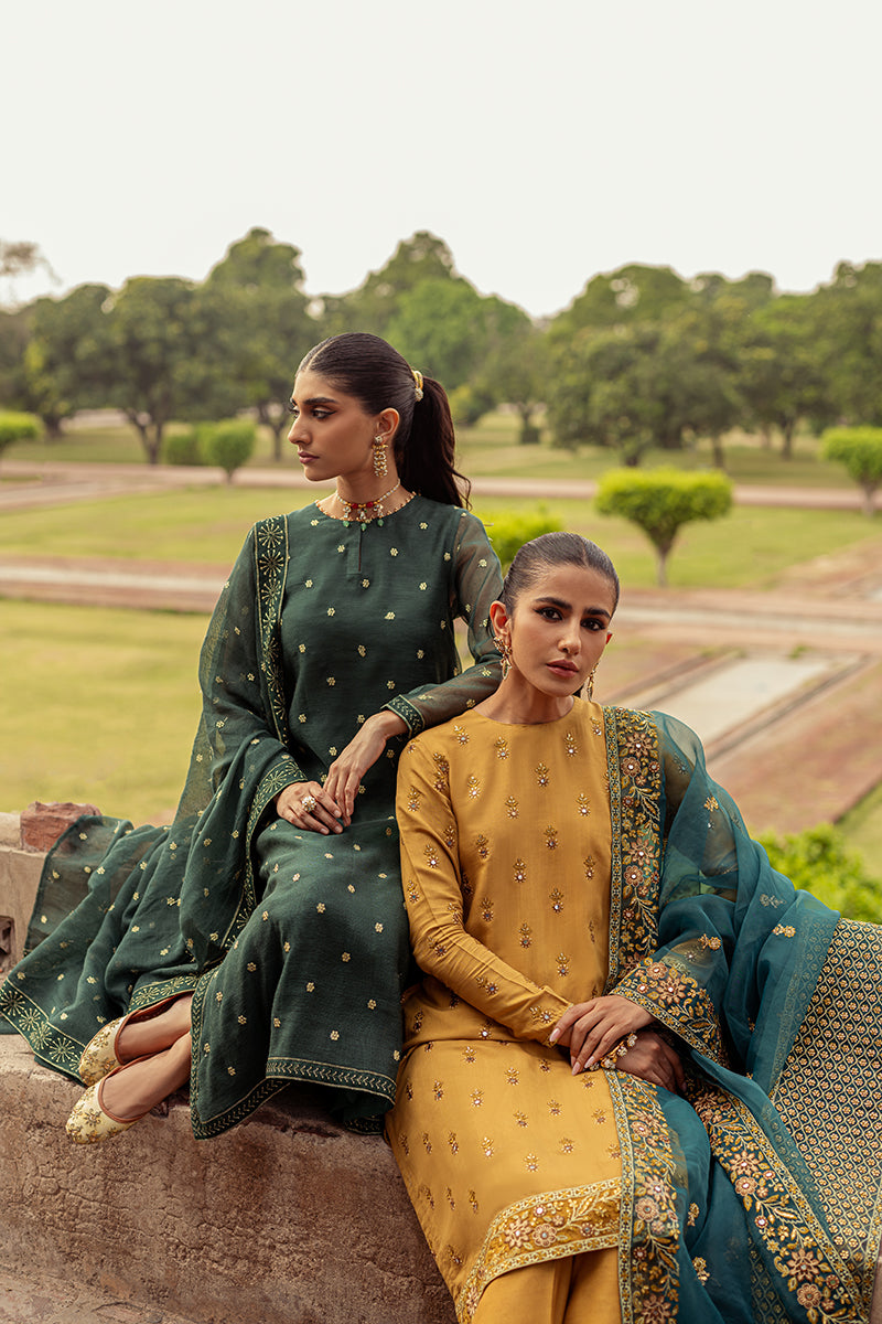 Dusty Jade 2 Piece Outfit - Elegant Shirt & Dupatta Set for Women | Perfect for Weddings, Parties & Special Occasions