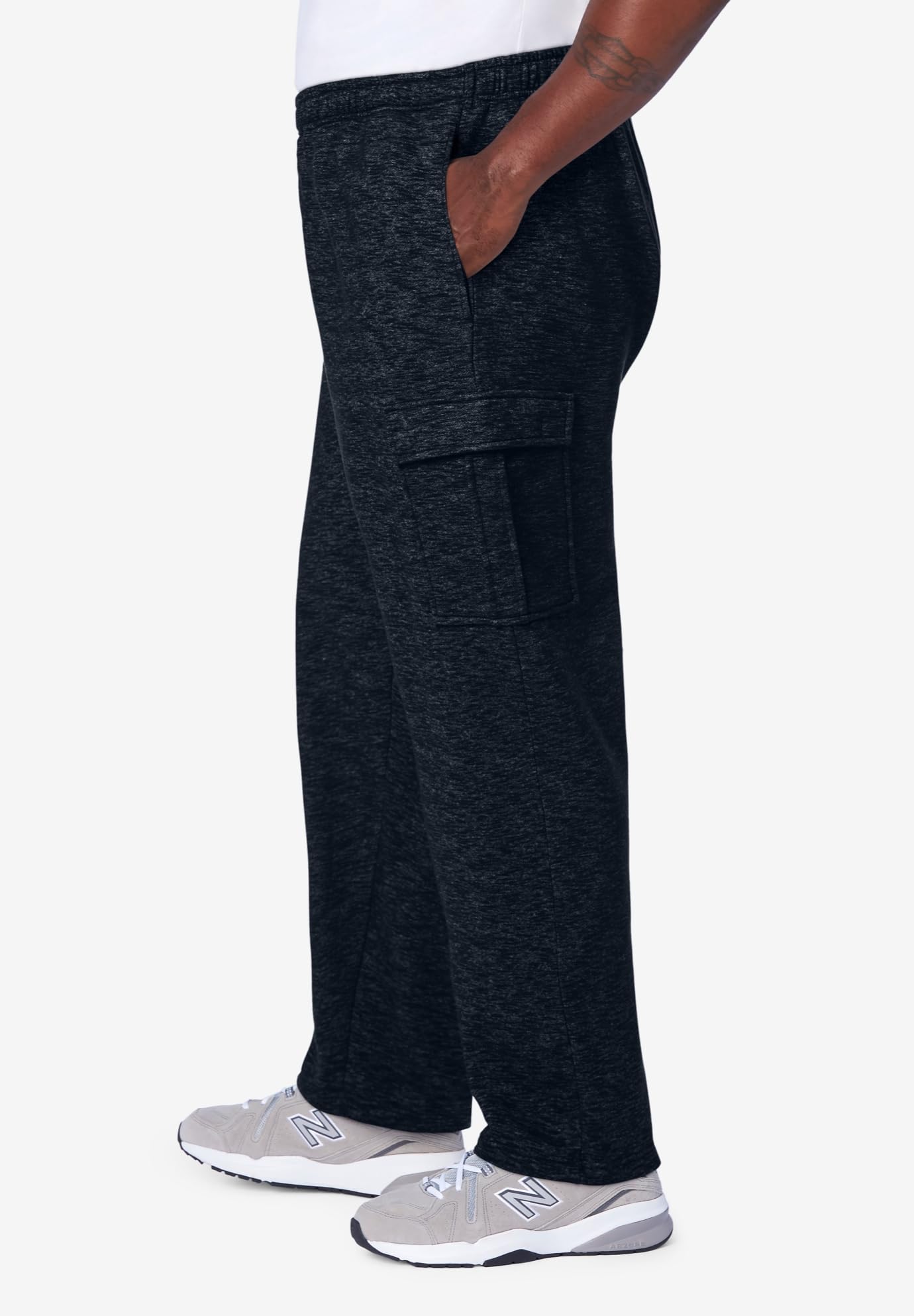 KingSize Men's Big & Tall Fleece Cargo Sweatpants - Comfortable Winter Joggers with Pockets for Lounge, Workout & Outdoor Activities