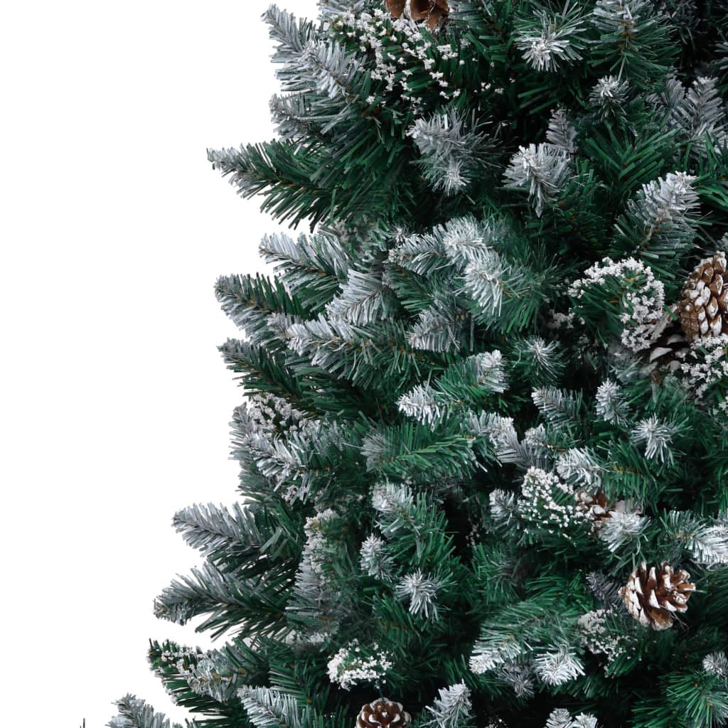FAMIROSA 7ft Pre-Lit Artificial Christmas Tree with Stand - Frosted Pine Cones & White Snow Decor for Home, Office, Party - 7ft Tall x 4ft Wide Green Xmas Tree for Holiday Decorations | Perfect for Living Room, Christmas Party & Winter Festival Decor