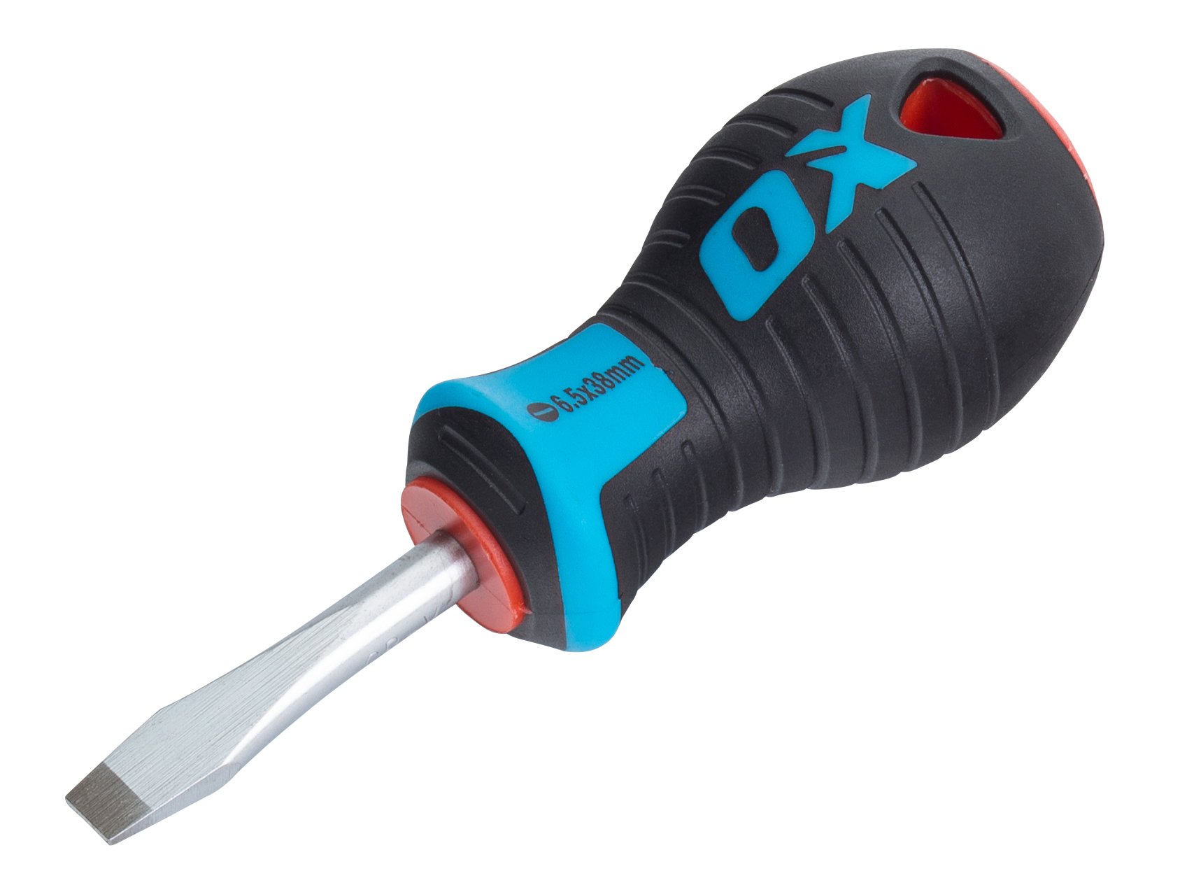 OX Pro Slotted Flared Screwdriver Stubby 6.5x38mm - Professional Short Screwdriver for Tight Spaces, DIY & Auto Repair