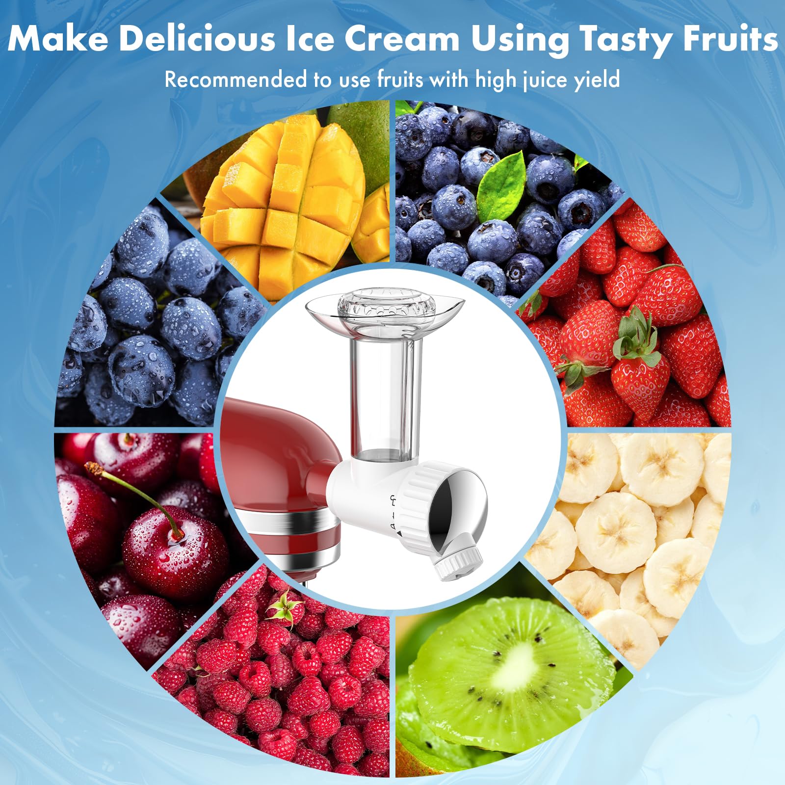 Kitchenaid Frozen Fruit Soft Serve Maker Attachment - Dairy-Free Ice Cream & Yogurt Maker, Sorbet Maker for Kitchenaid Mixers - Dishwasher Safe | Perfect for Healthy Desserts, Vegan Treats & Summer Refreshments