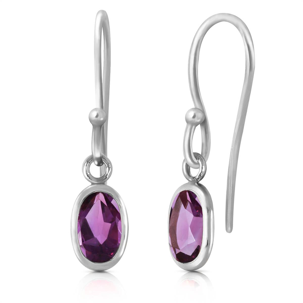 1 Carat 14K Solid White Gold Amethyst Stud Earrings for Women - Elegant Purple Gemstone Jewelry Gift for Birthday, Anniversary & Special Occasions