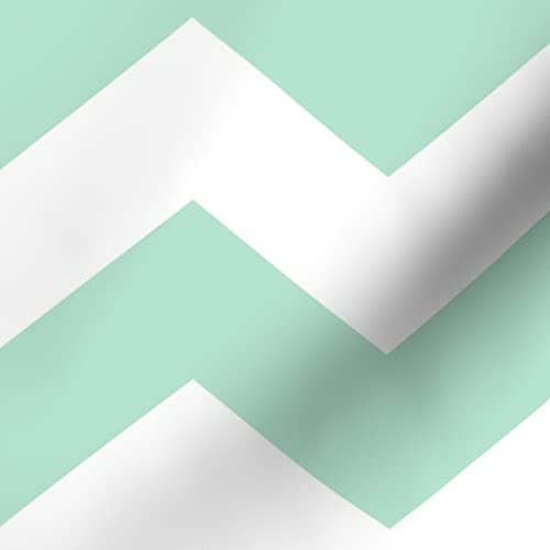 Chevron Mint Green Printed Minky Fabric Fat Quarter by Spoonflower - Soft Plush for Baby Blankets, Quilt Backing & Sewing Projects - Perfect for Nursery Decor, DIY Crafts & Home Accessories