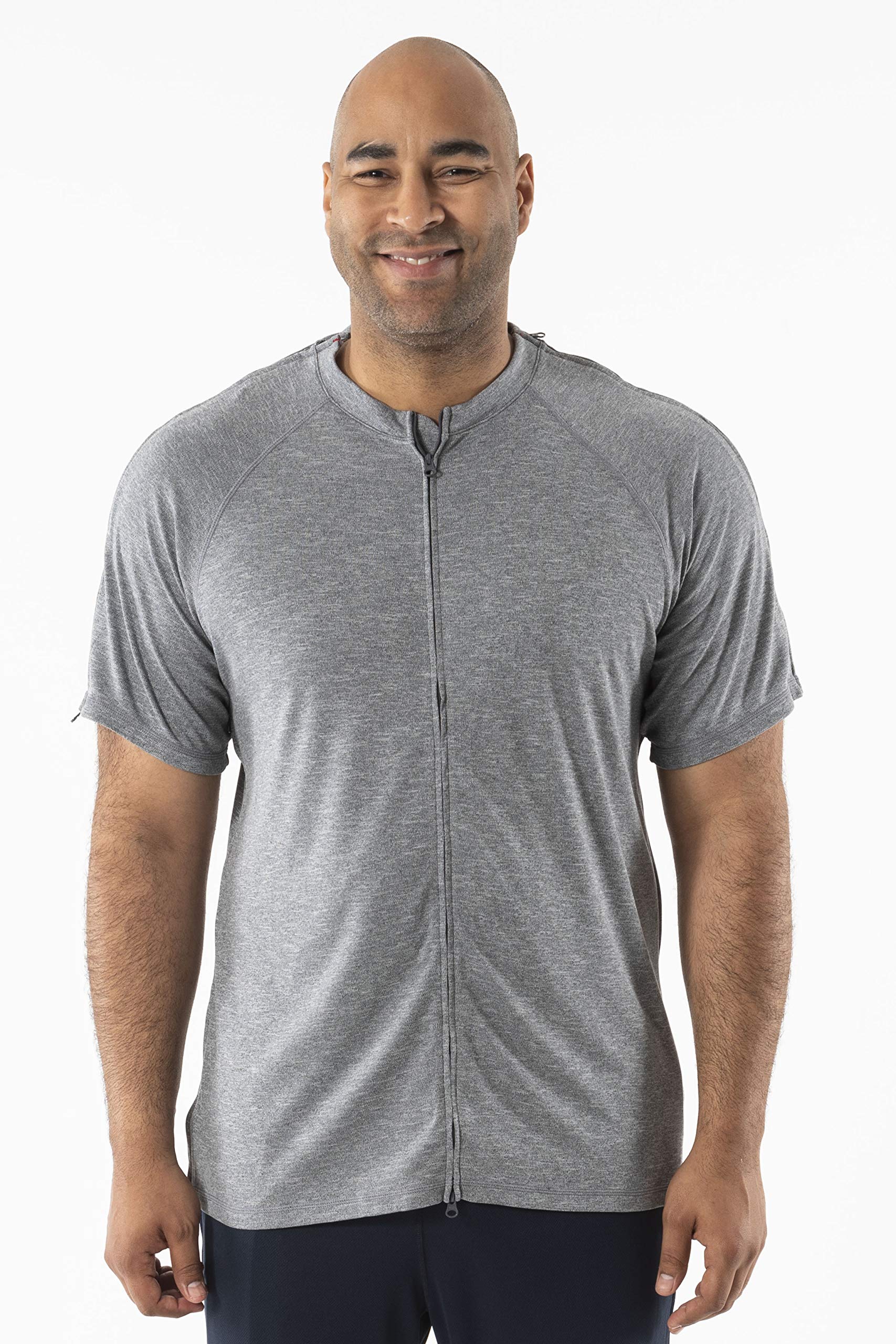 Post Shoulder Surgery Shirts for Men | Comfortable Chemo Clothing | Short Sleeve Button Down Shirt - Ideal for Recovery, Hospital Visits & Everyday Wear