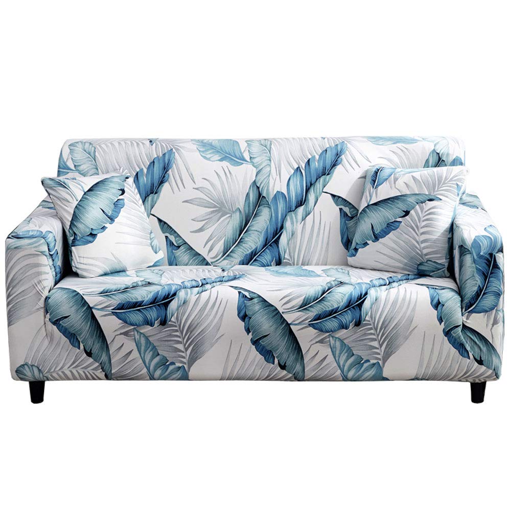 HOOBUY Stretch Sofa Cover for 3 Cushion Couch - Printed Slipcover with 2 Free Pillow Cases (Fits 3-Seater/Large 2-Seater Couches) - Perfect for Living Room, Family Room & Home Decor Protection