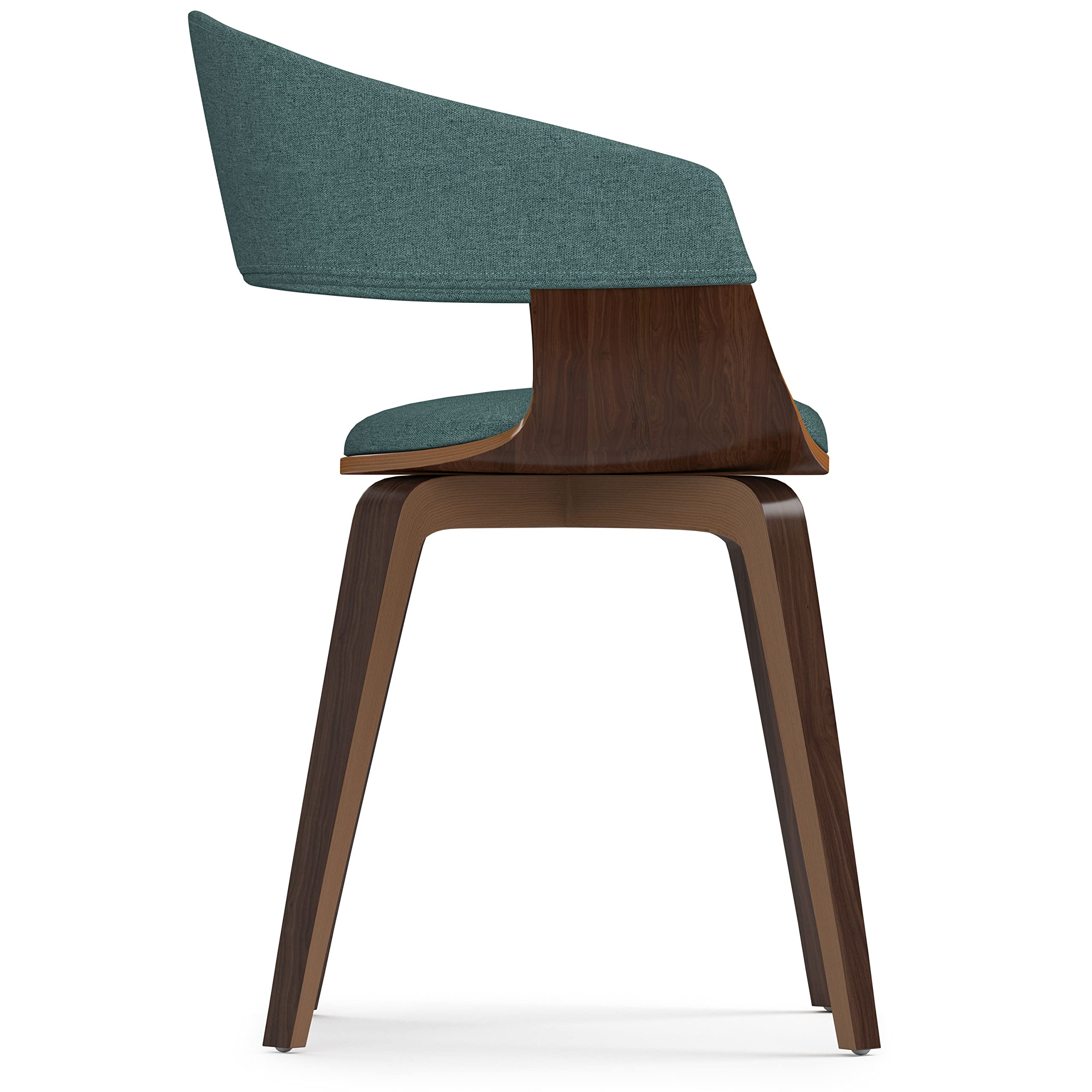 SIMPLIHOME Lowell Dining Chair - Light Turquoise Blue Linen Fabric, 21.1x20.5x30.3 Inches, Bentwood Frame with Walnut Legs, Modern Dining Room Chair for Kitchen, Breakfast Nook & Home Decor