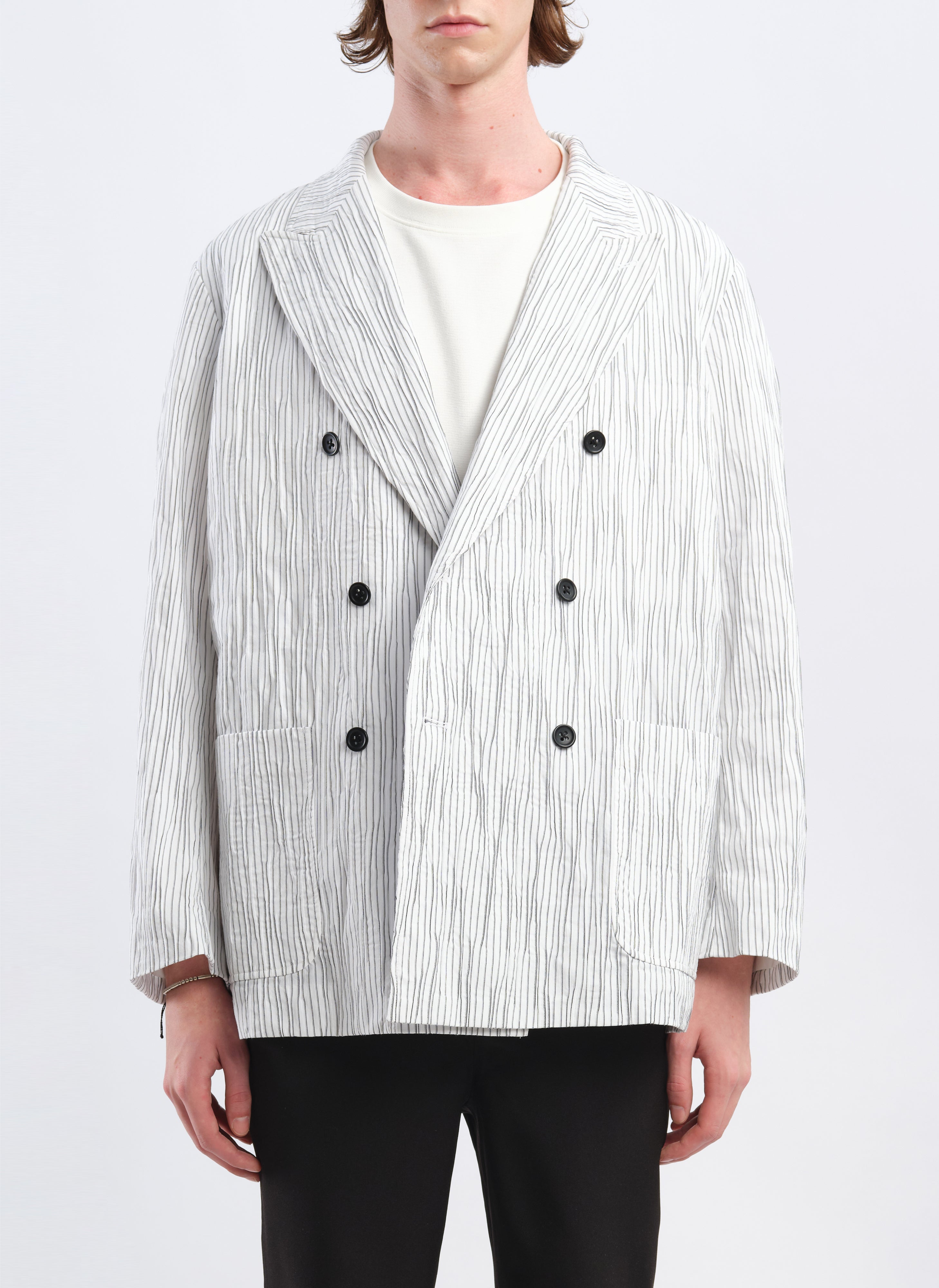 Stylish Distorted Cotton Dobby Double Breasted Blazer for Men - Perfect for Business Meetings, Office Wear & Formal Occasions