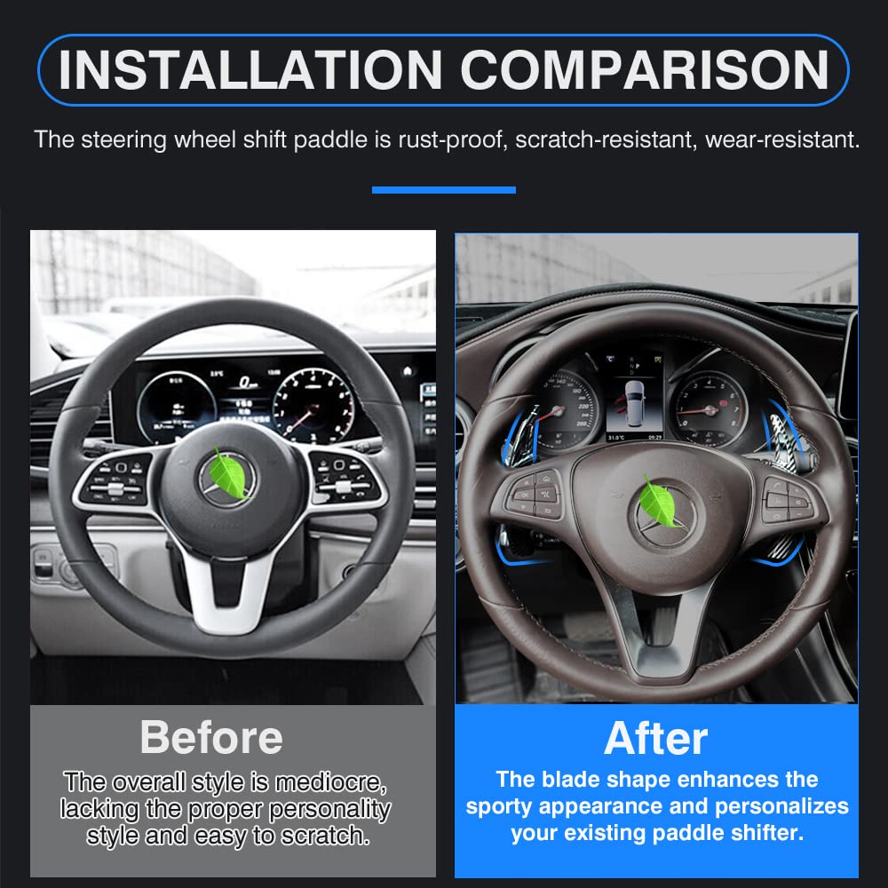 Carbon Fiber Steering Wheel Paddle Shifter Extensions for Mercedes Benz B/C/GLA/GLC/GLE/S Class - 2PCs Upgrade Accessories for Enhanced Driving Performance & Sporty Look