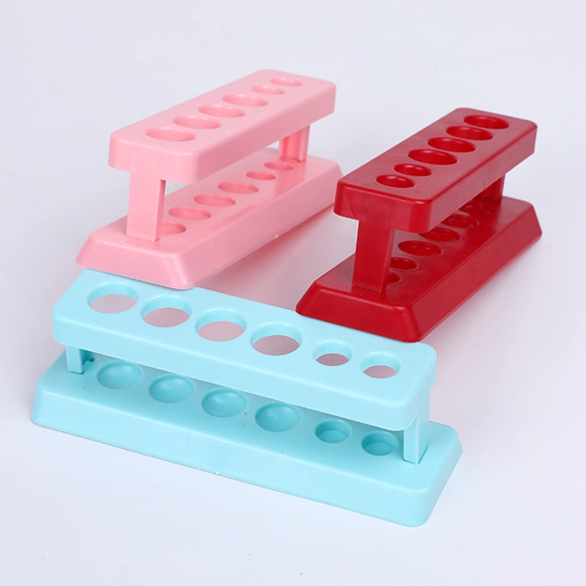 ULTECHNOVO 6-Piece Plastic Test Tube Rack Set - Durable Lab Tube Holder for Test Tubes & Boiling Tubes, Earth Tone Organizer for Chemistry Experiments & Science Classrooms (Perfect for School Labs & Home Science Projects)